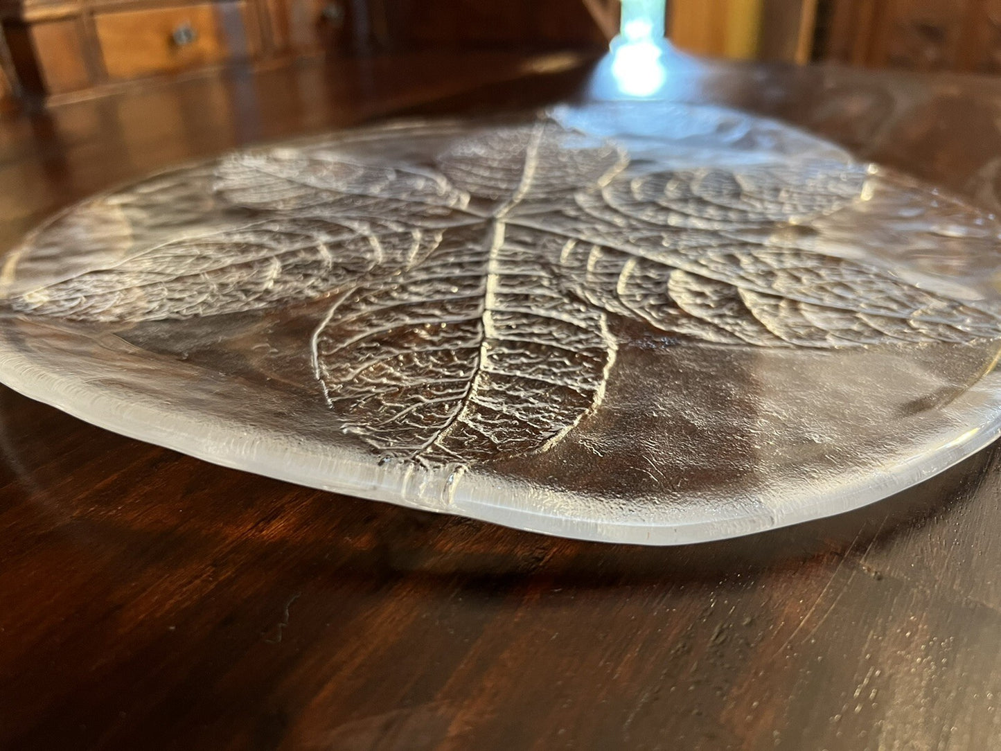 Kosta Boda Leaf Embossed Glass Platter