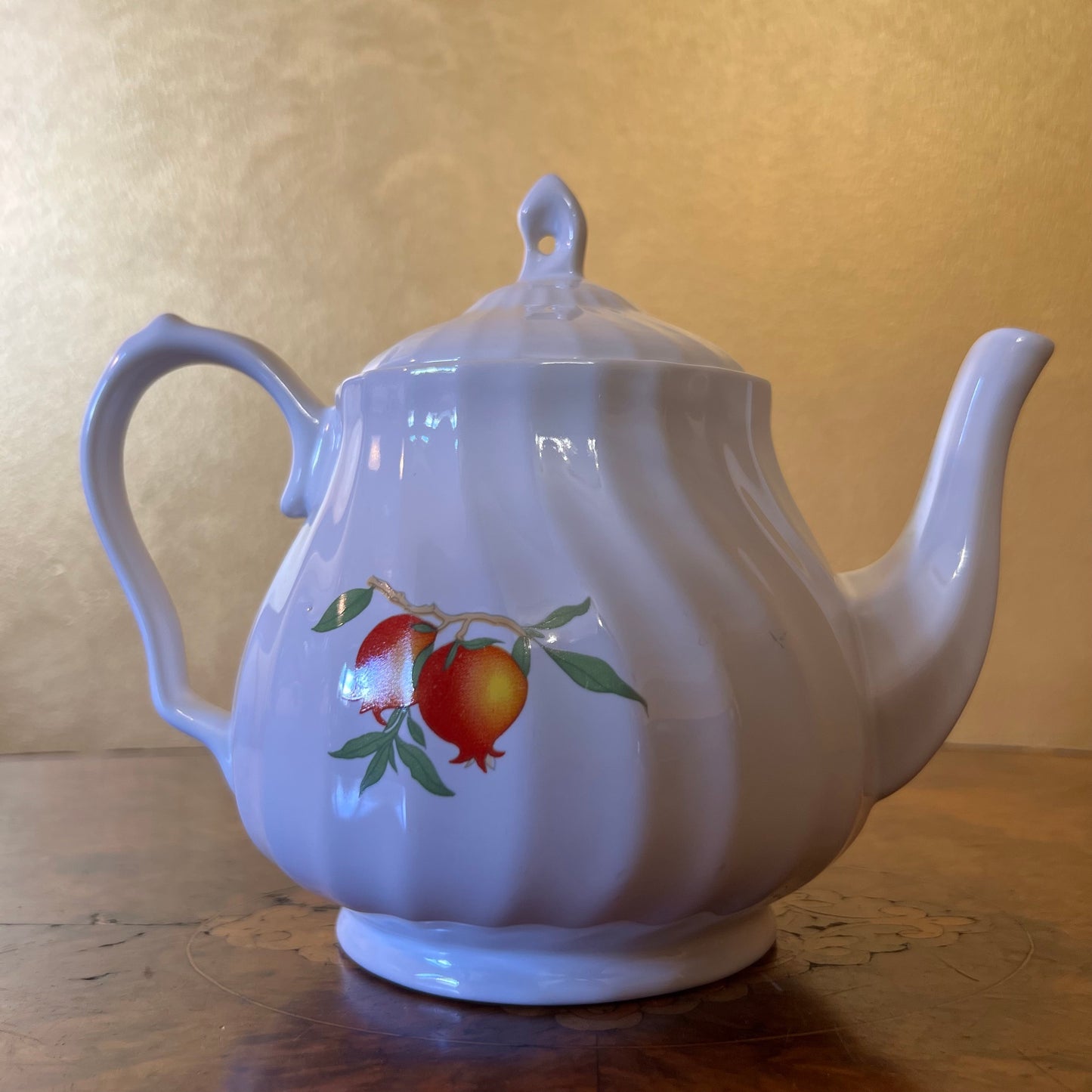 Kun Lun Fruit Print Tea Pot Vintage