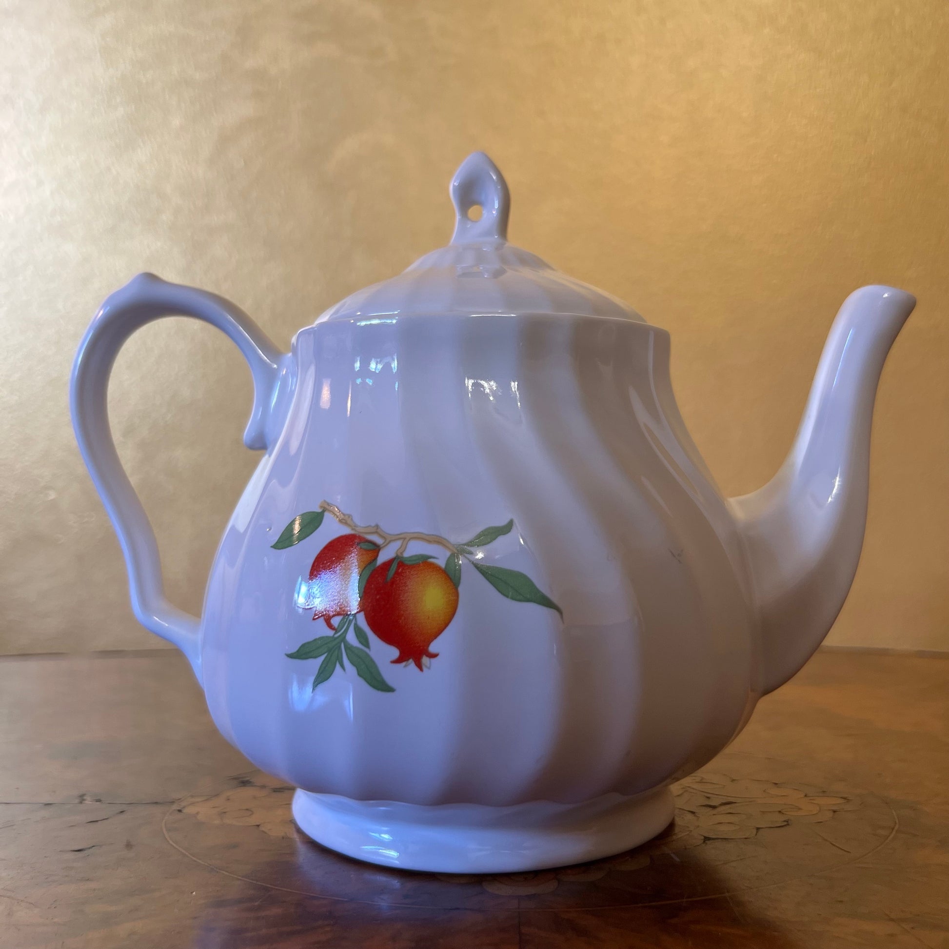 Kun Lun Fruit Print Tea Pot Vintage
