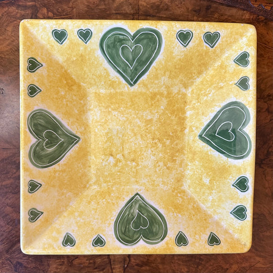Large Square Hearts Yellow Display Platter