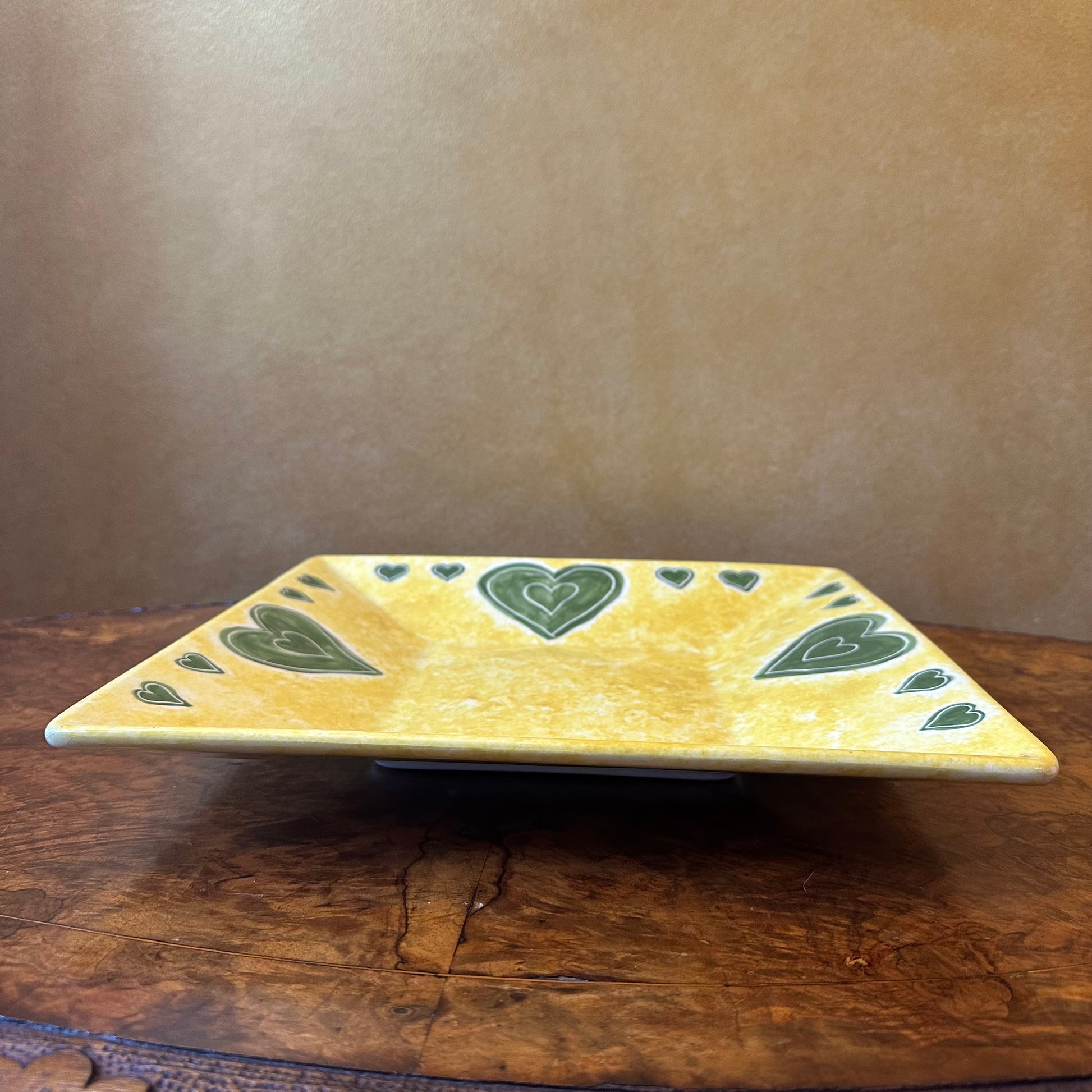 Large Square Hearts Yellow Platter