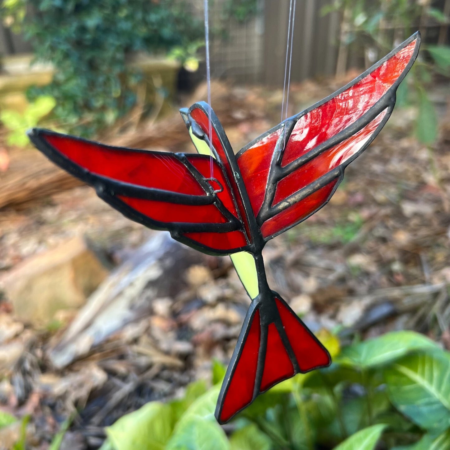 Lead Light Red Yellow Fairy Swallow Bird Hanging