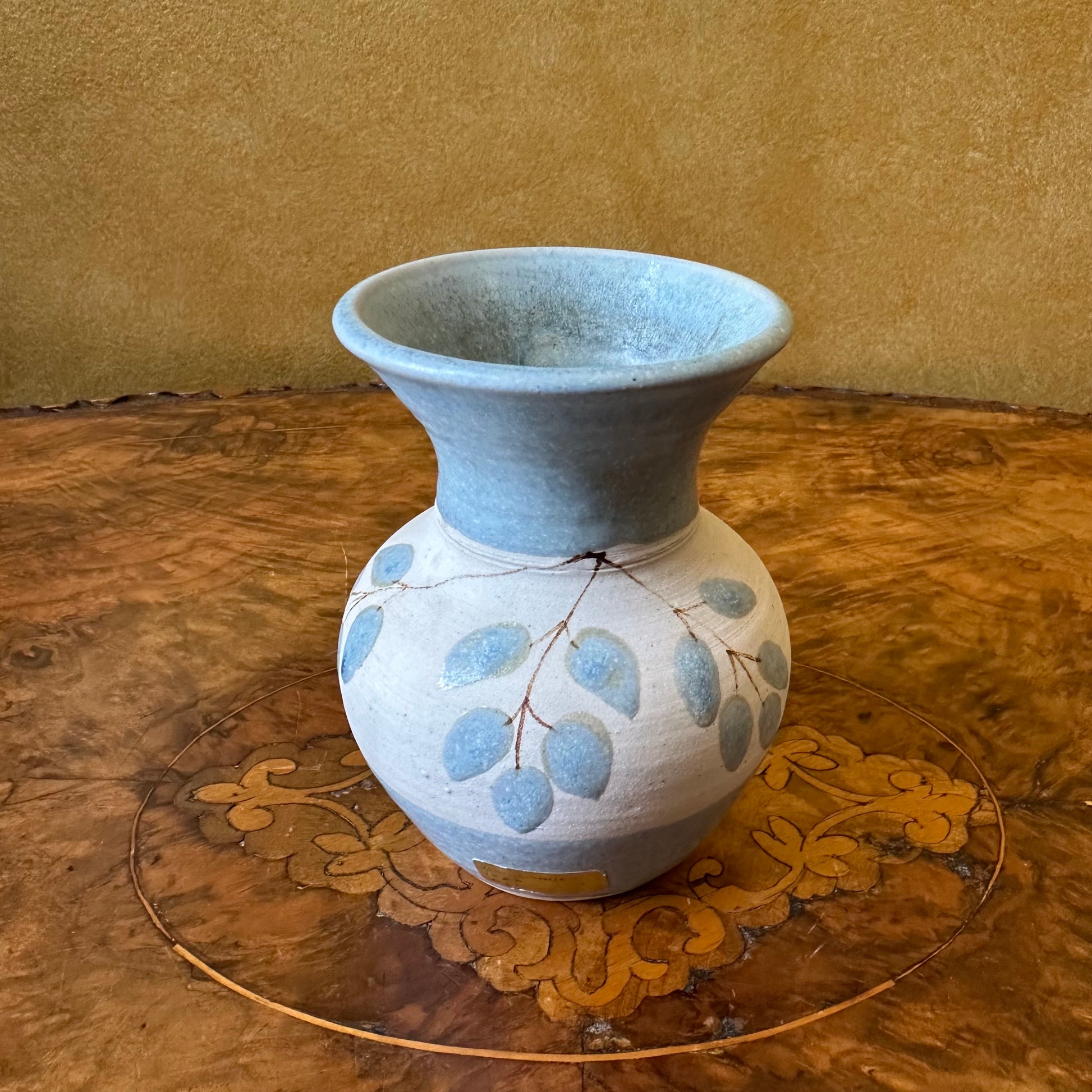 Light Blue Floral Design Pottery Vase