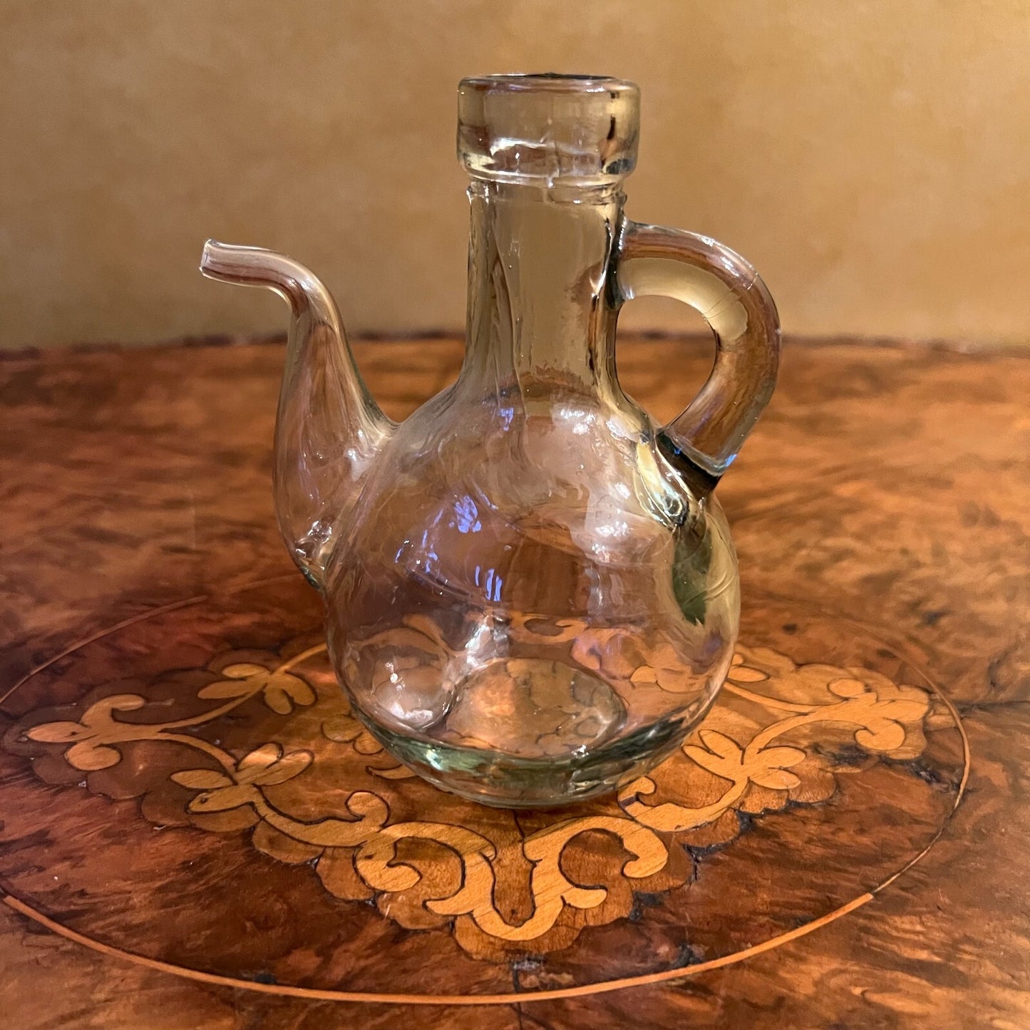 Light Green Small Glass Oil Decanter Made In Spain
