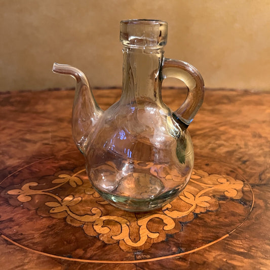 Light Green Small Glass Oil Decanter Made In Spain