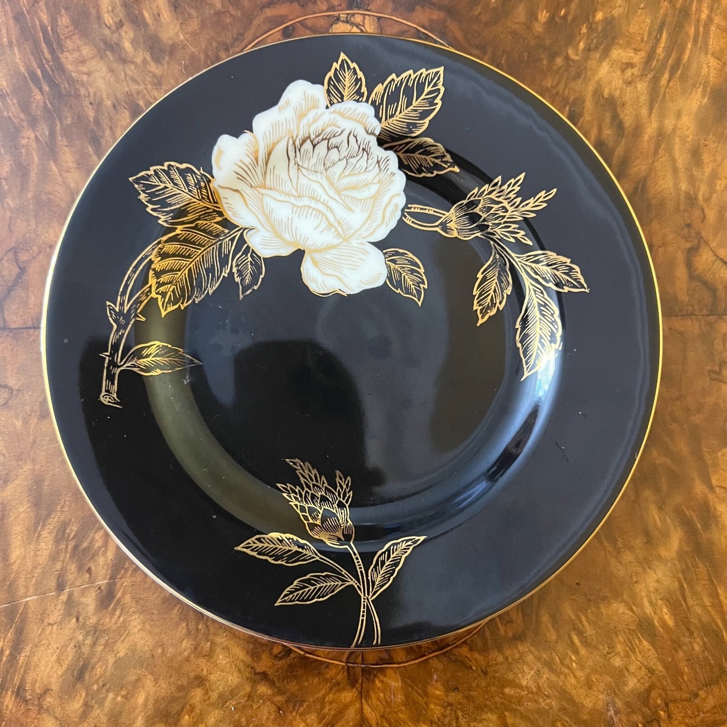 Nathco Chinaware Black Floral Side Plate