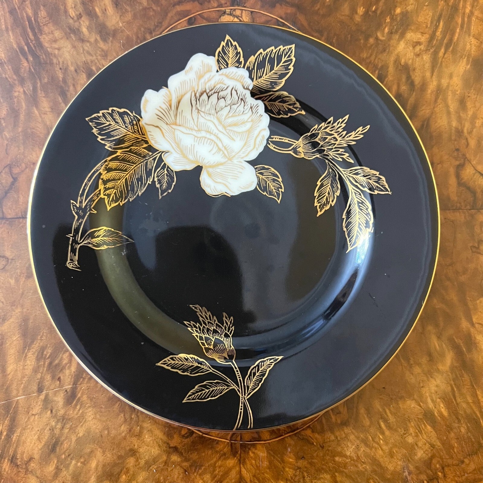 Nathco Chinaware Black Floral Side Plate