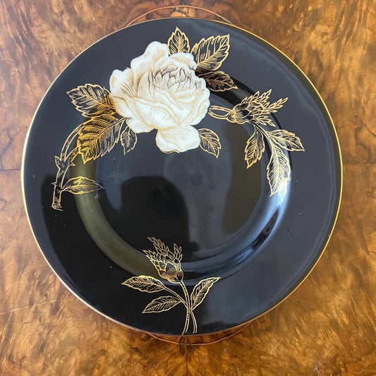 Nathco Chinaware Black Floral Side Plate