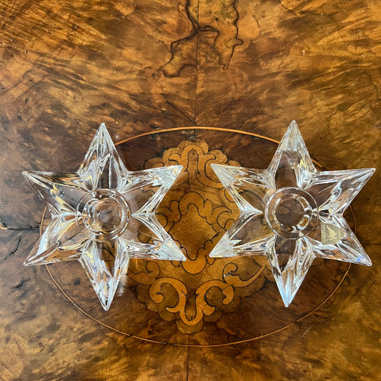 Orrefors Star Shaped Candle Holdes Pair