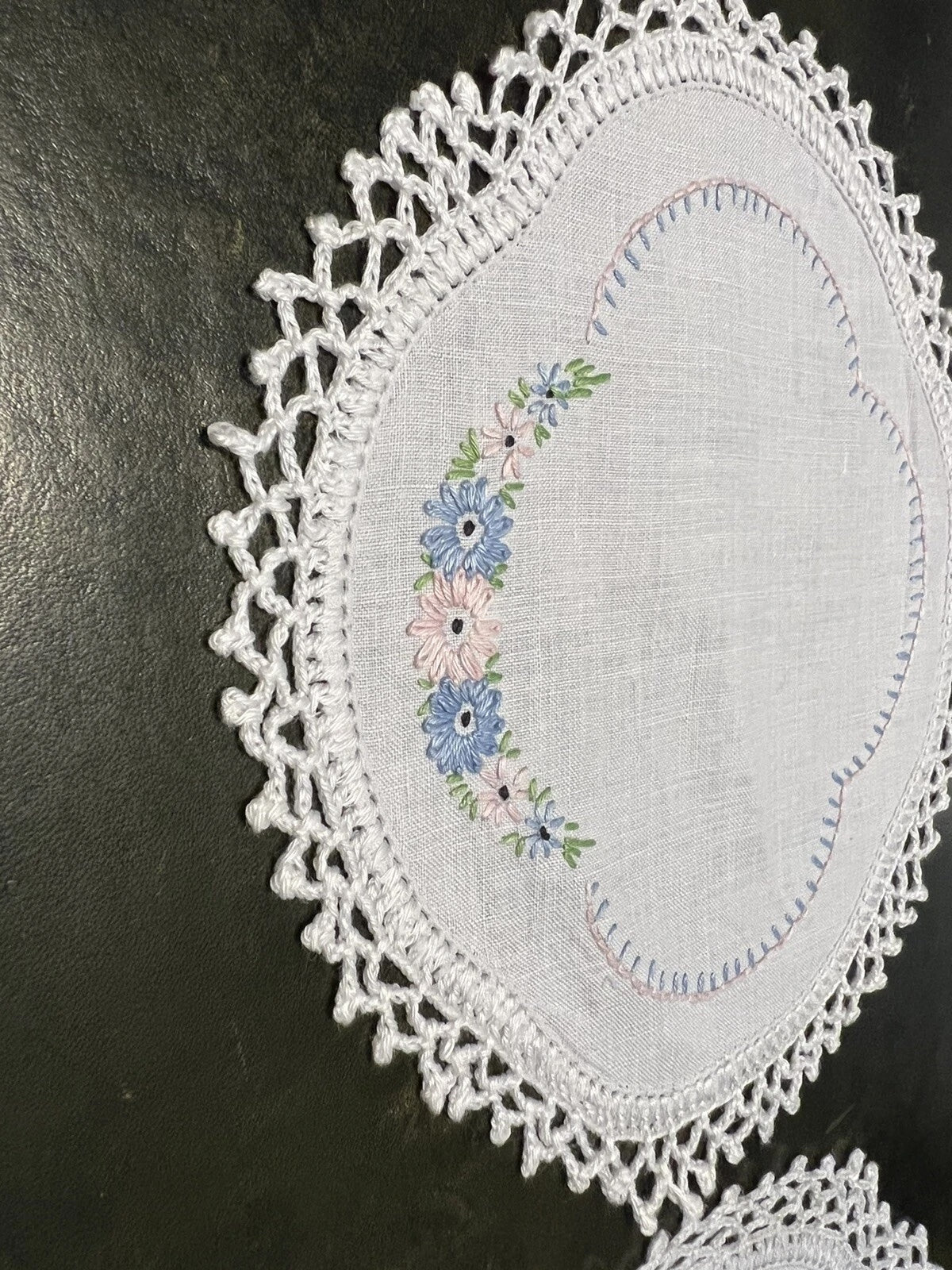Vintage Pair Embroidery Lace Doily