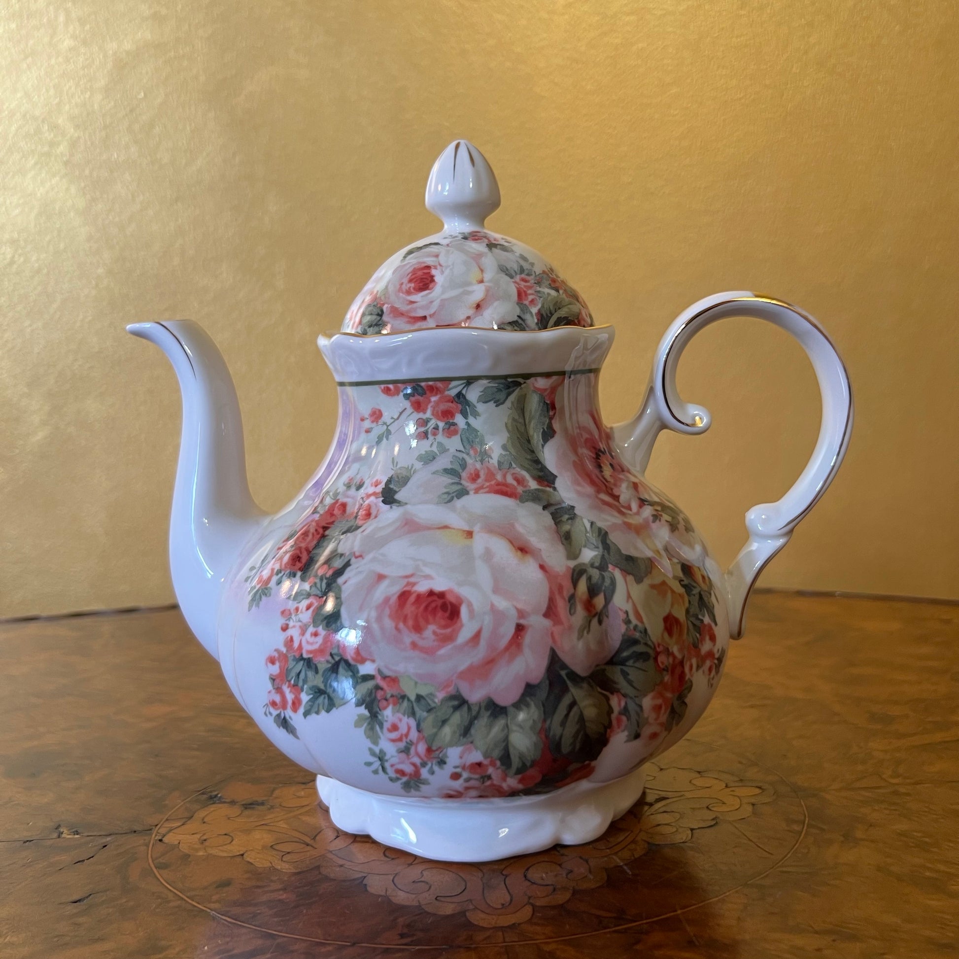 Pink Floral Print Tea Pot