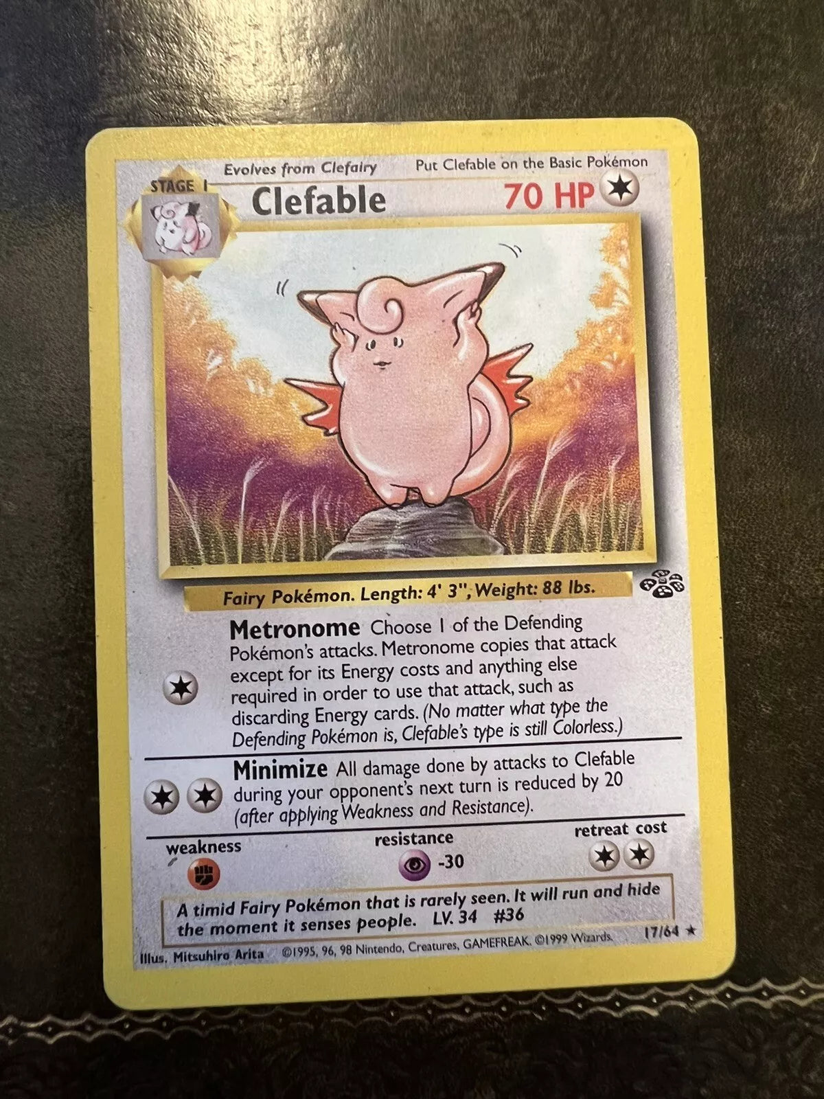 Pokemon Card Clefable 1990s Rare