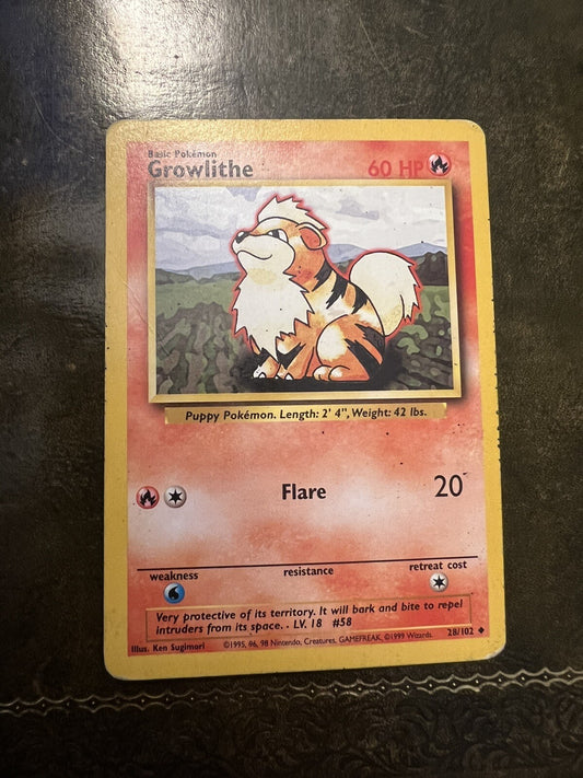 Pokemon Card Growlithe 1990s Uncommon