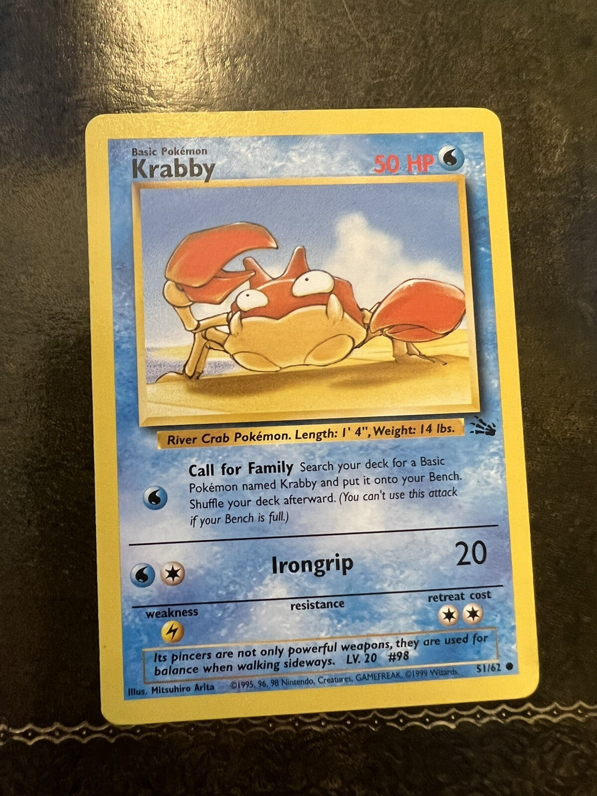Pokemon Card Krabby Common 1990s