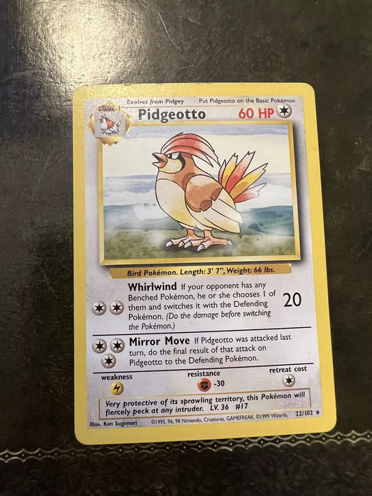 Pokemon Card Pidgeotto Rare 1990s