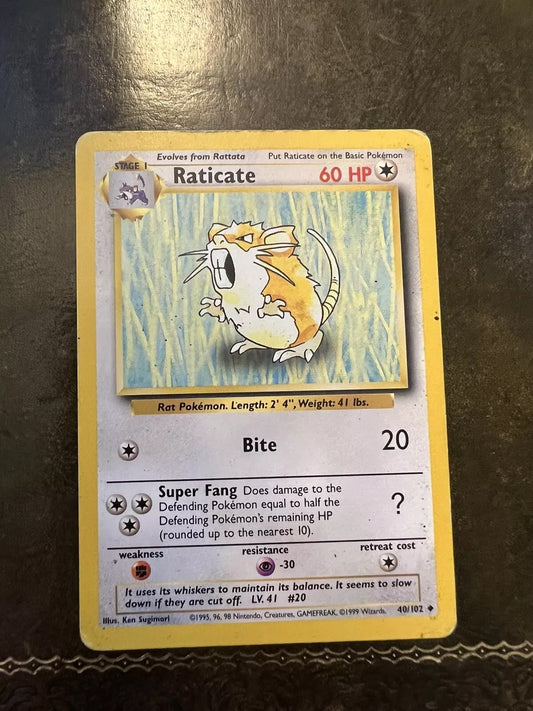 Pokemon Card Raticate Uncommon 1990s