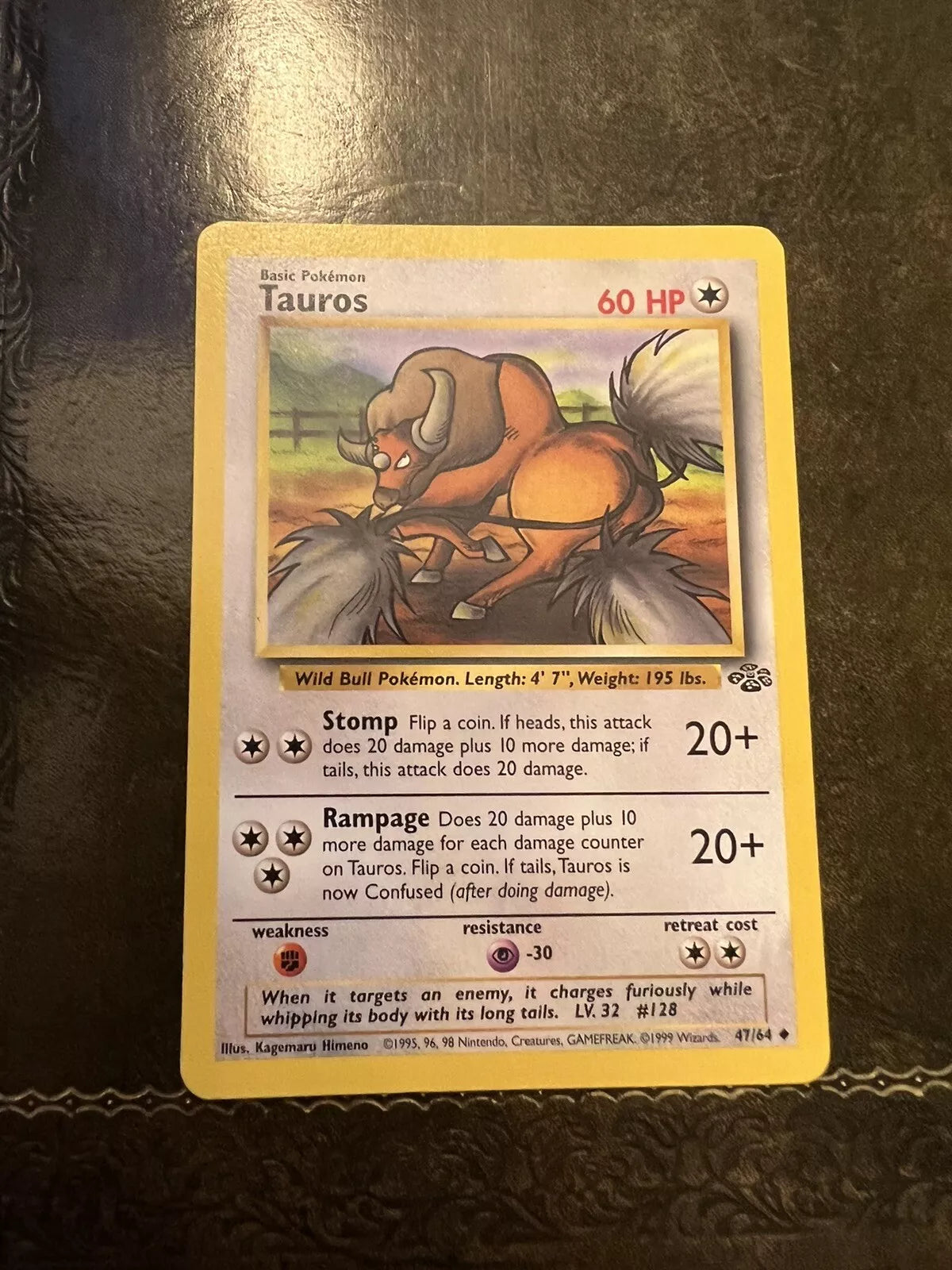 Pokemon Card Tauros Uncommon 1990s
