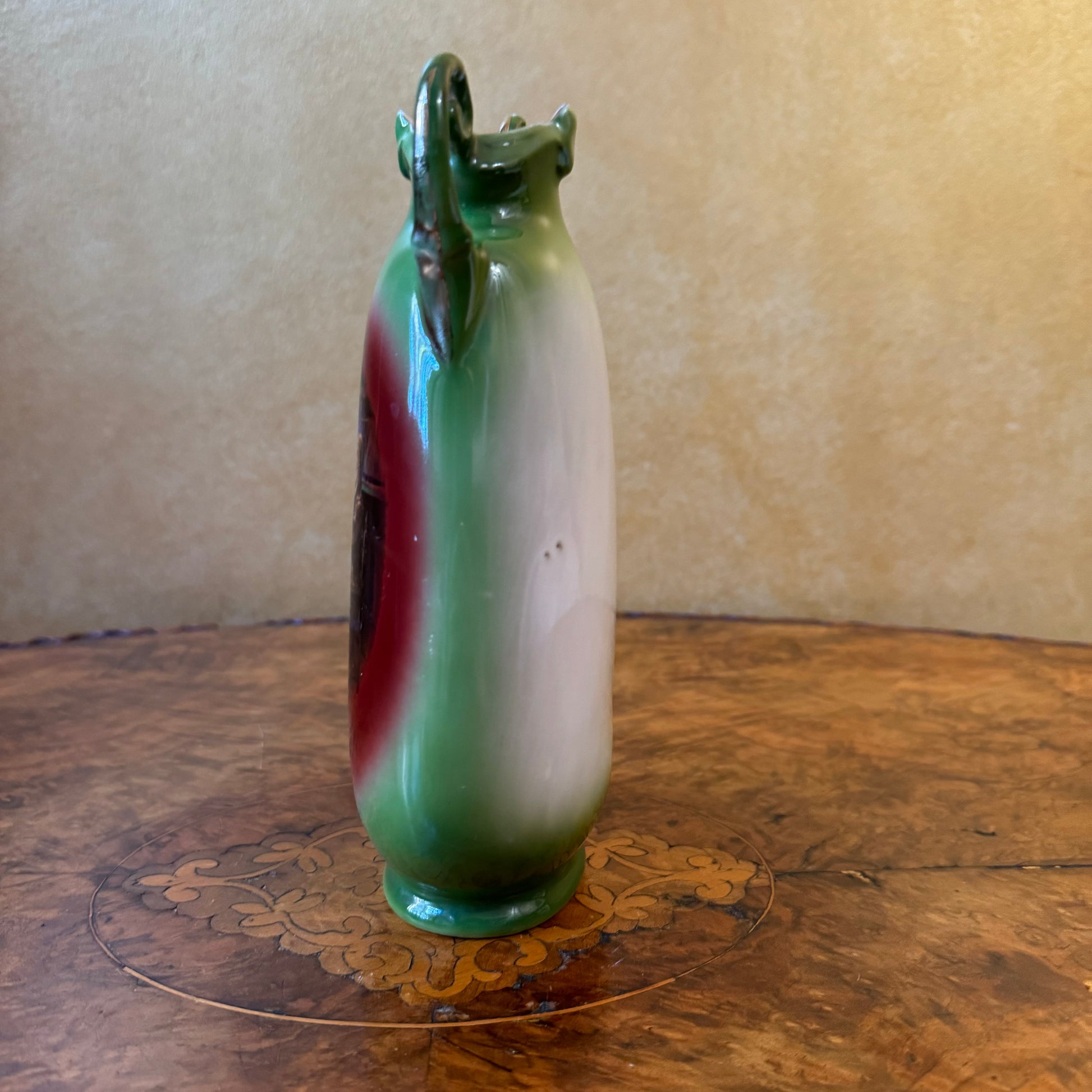Printed Green Double Handled Vase