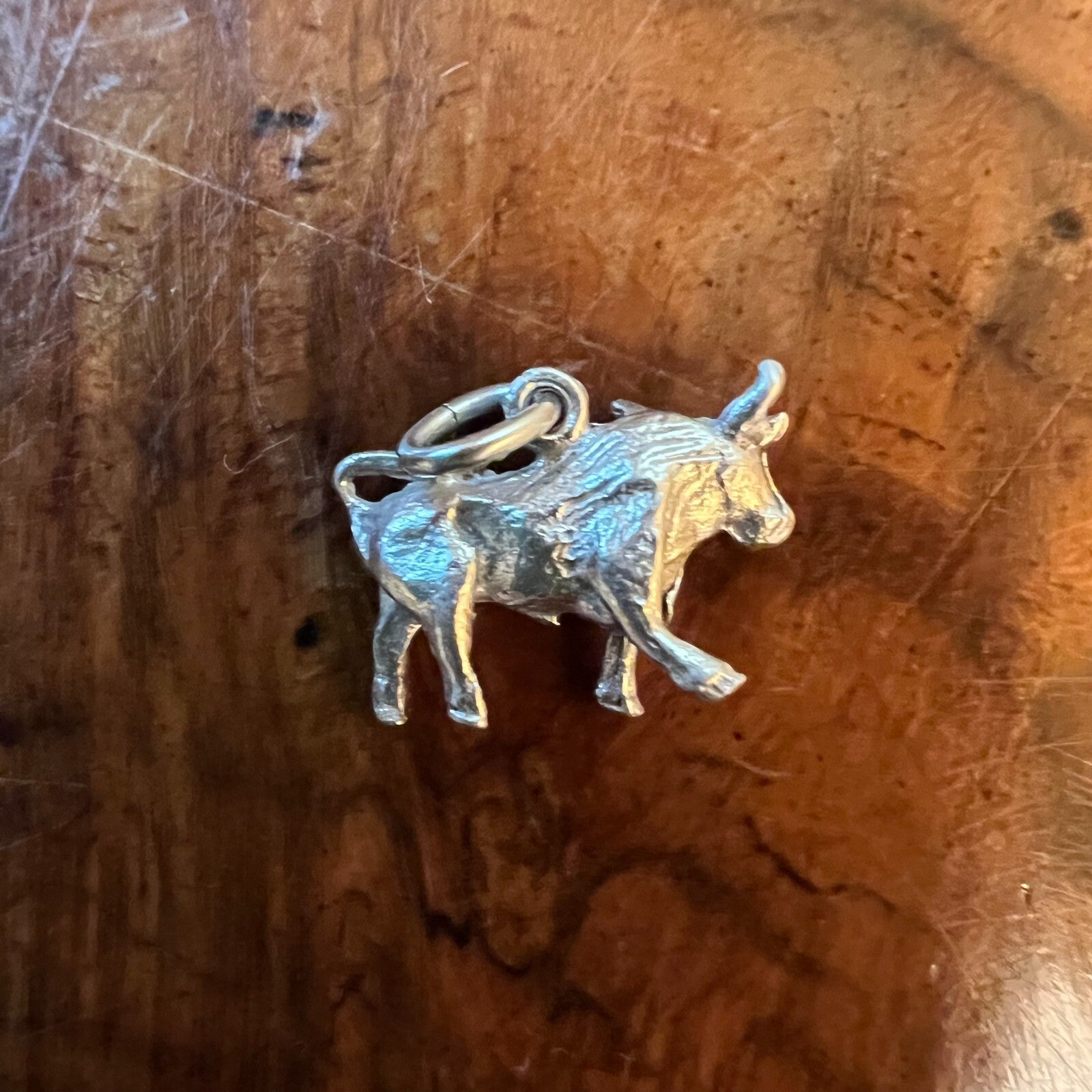 Silver Bull Pendant Charm