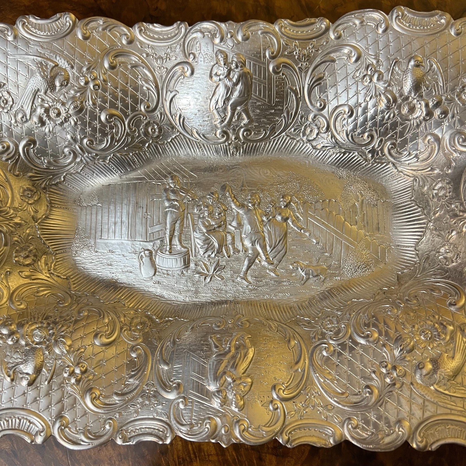 Silver Embossed Art Display Bowl