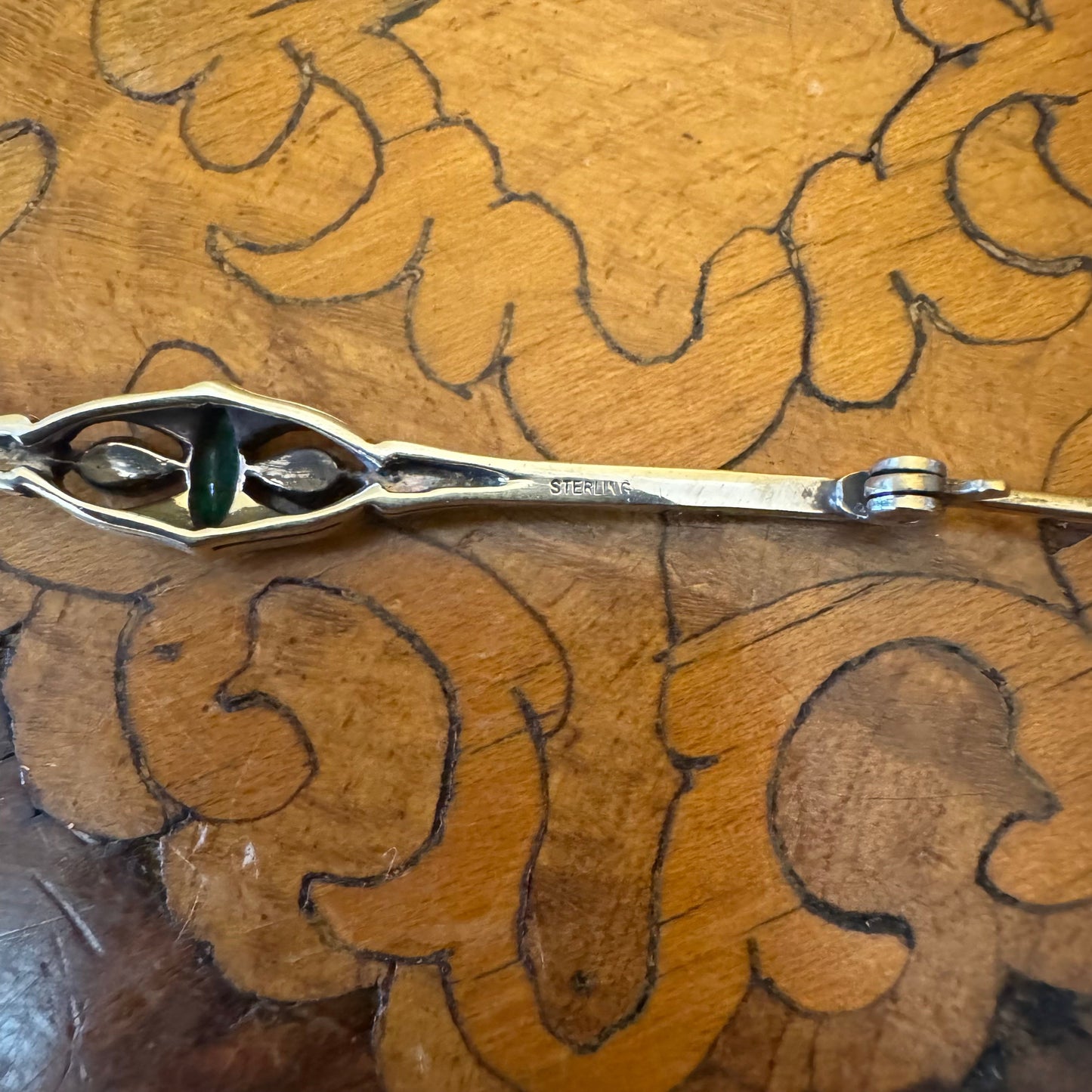 Silver Green Brooch