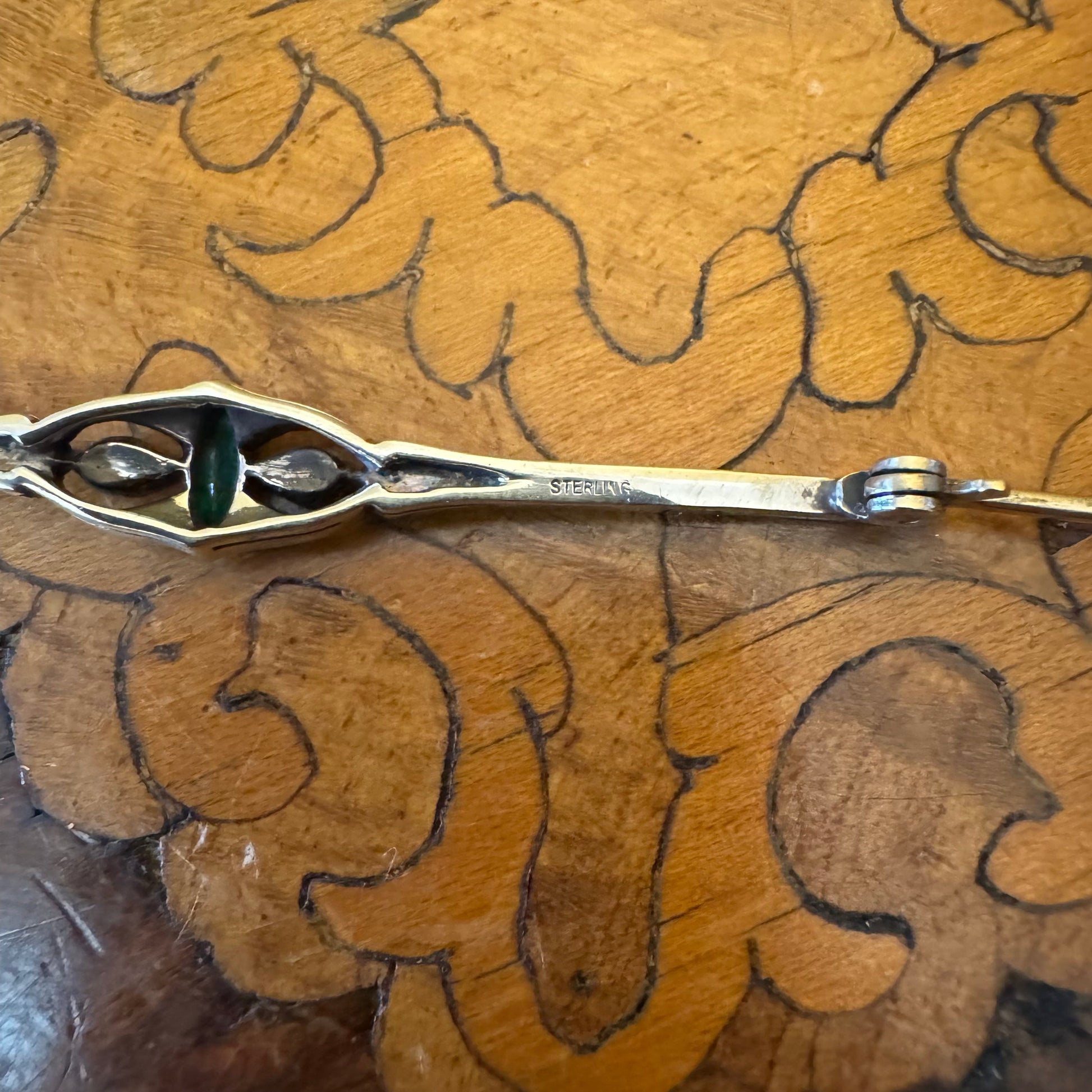 Silver Green Brooch