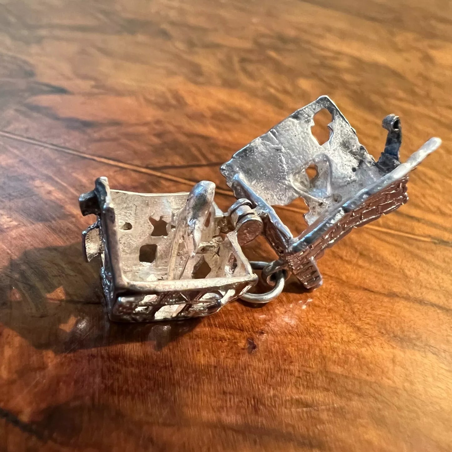 Silver Haunted House With Ghost Pendant