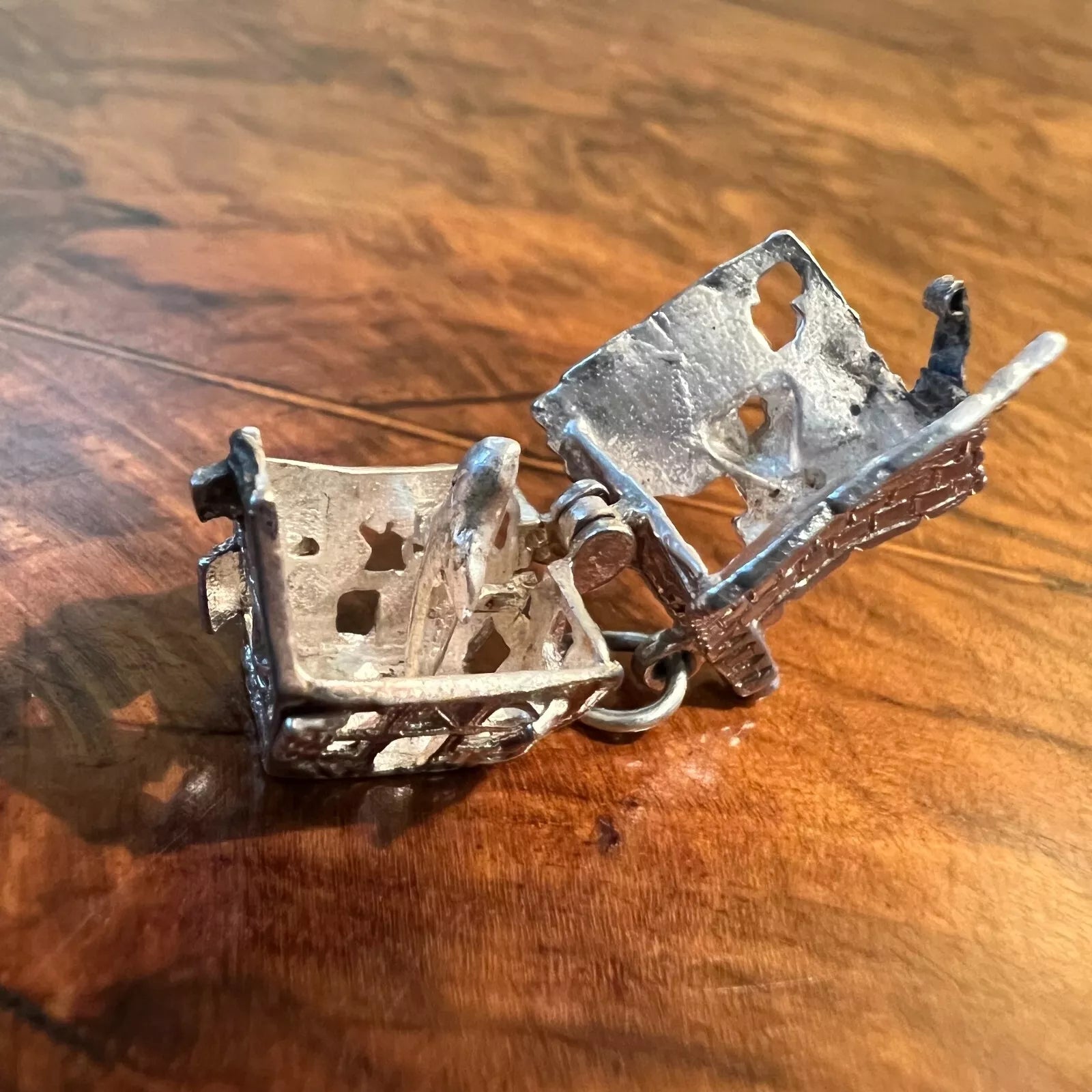 Silver Haunted House With Ghost Pendant