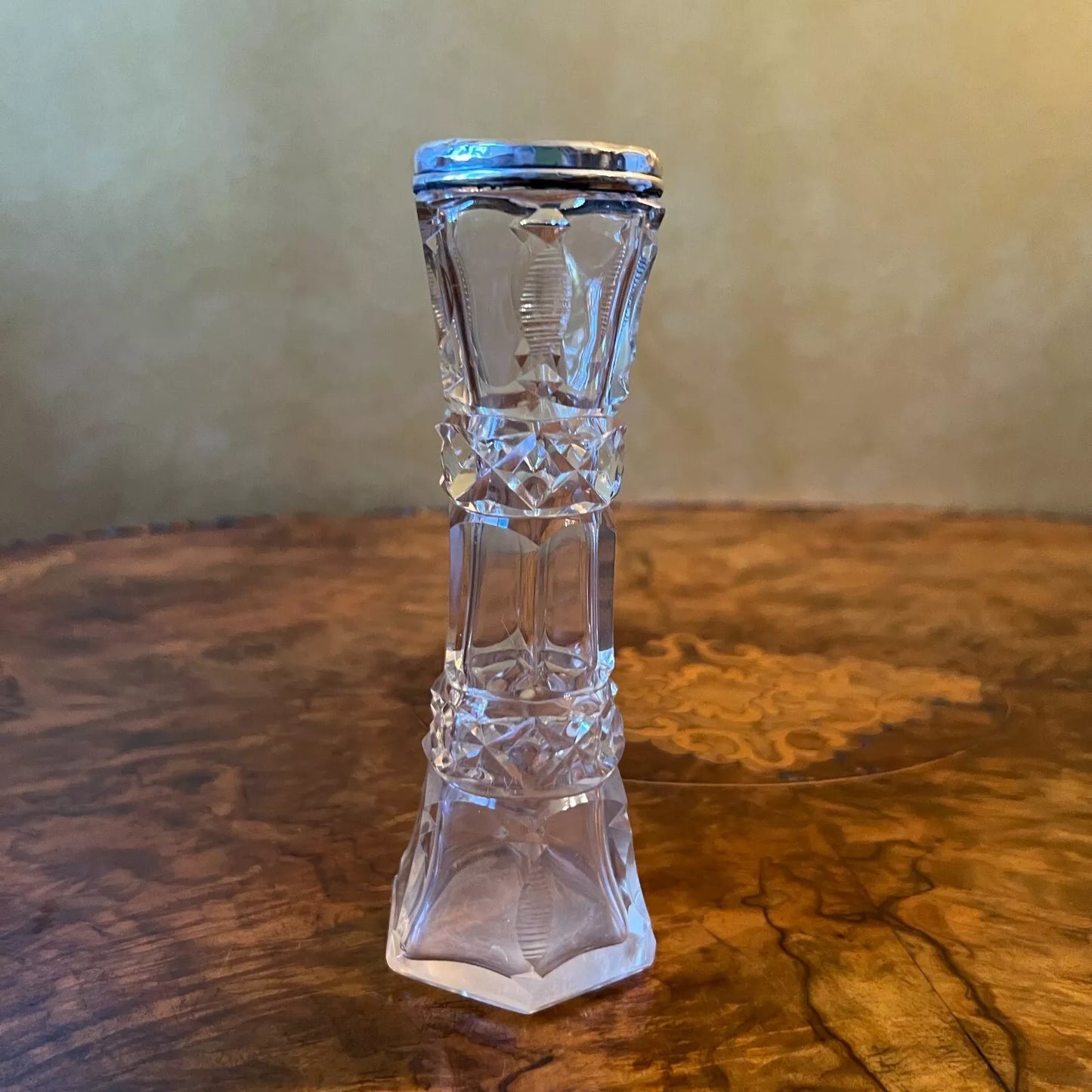 Antique Sterling Silver Top Glass Vase