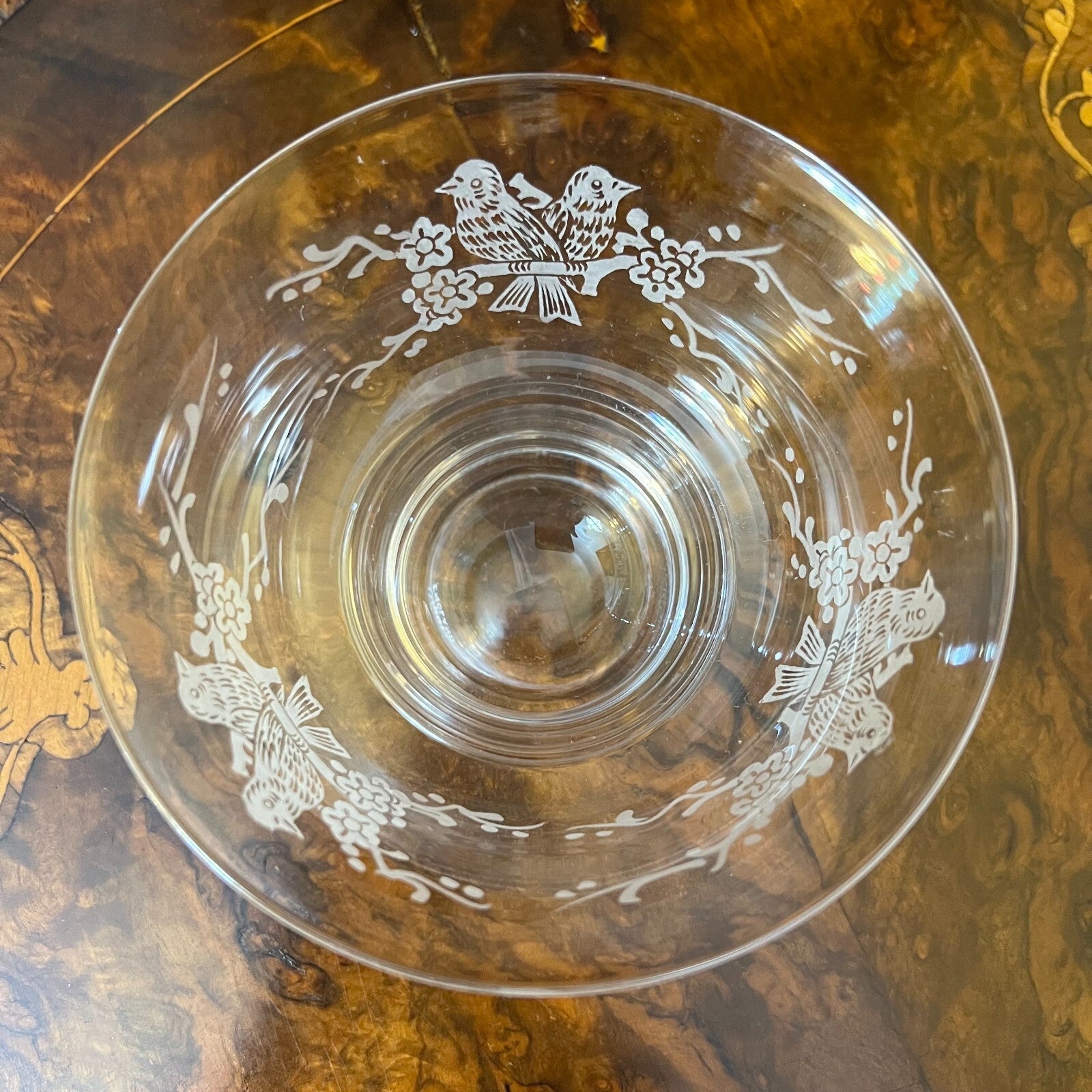 Stuart Crystal Etched Bird Dessert Bowls