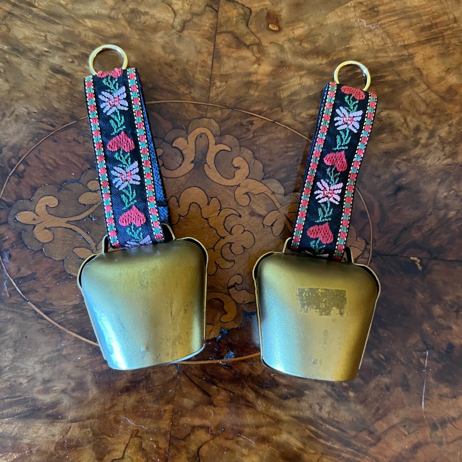 Swiss Hand Painted Small Cow Bells Pair
