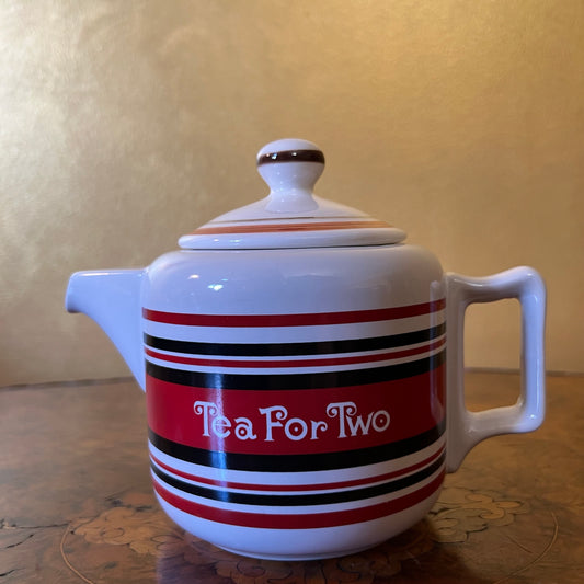 Tea for Two Red White Black Teapot