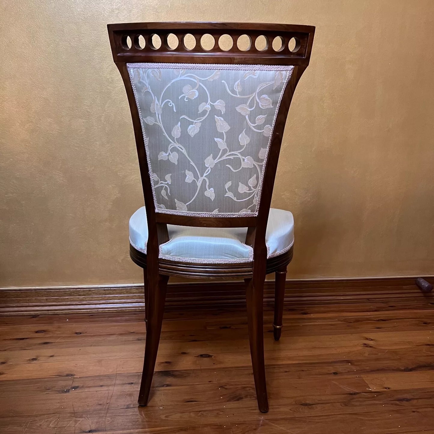 Vintage Floral Mint Wooden Chairs Pair