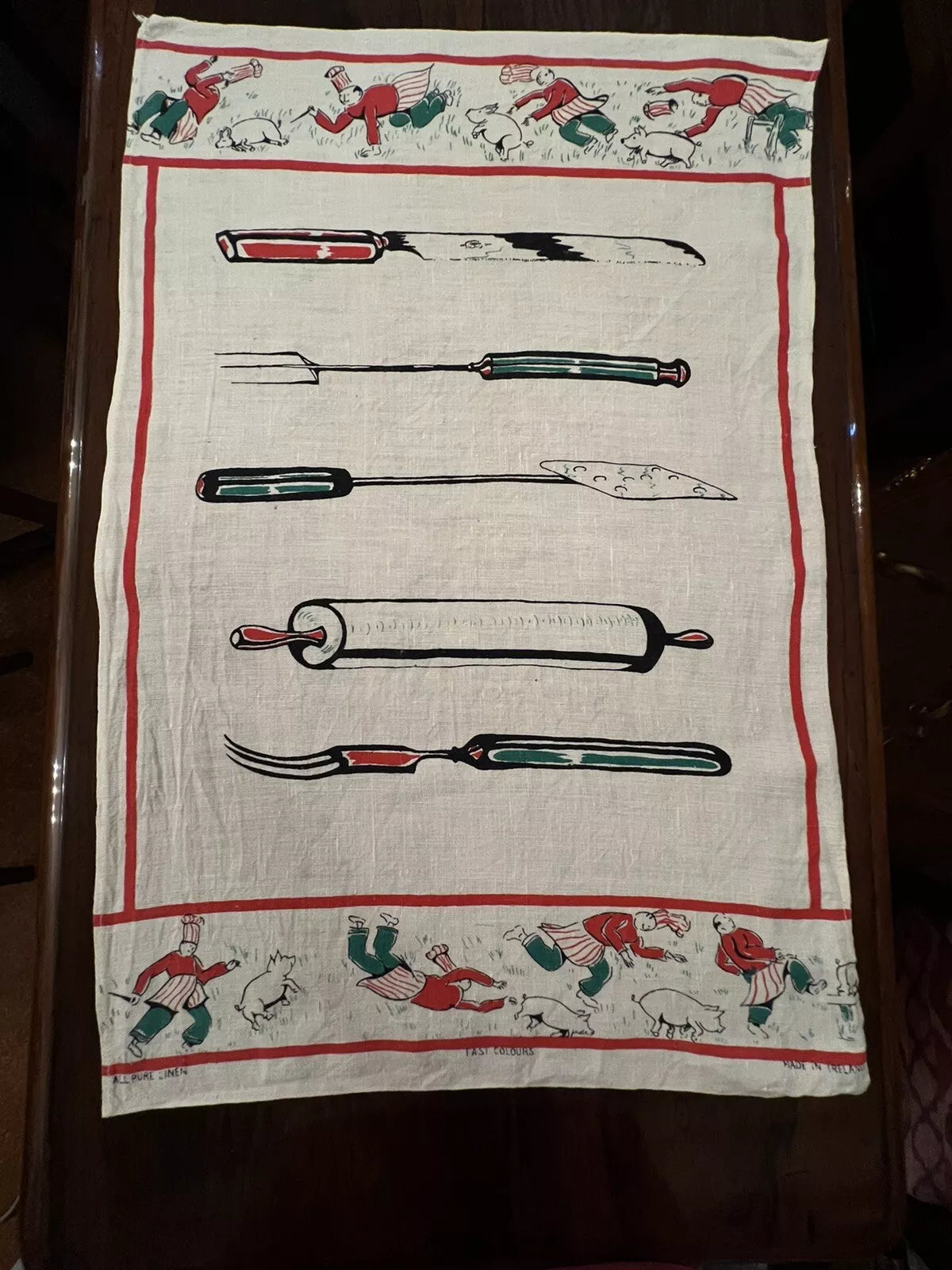 VintageIrishPureLinenTeaTowel