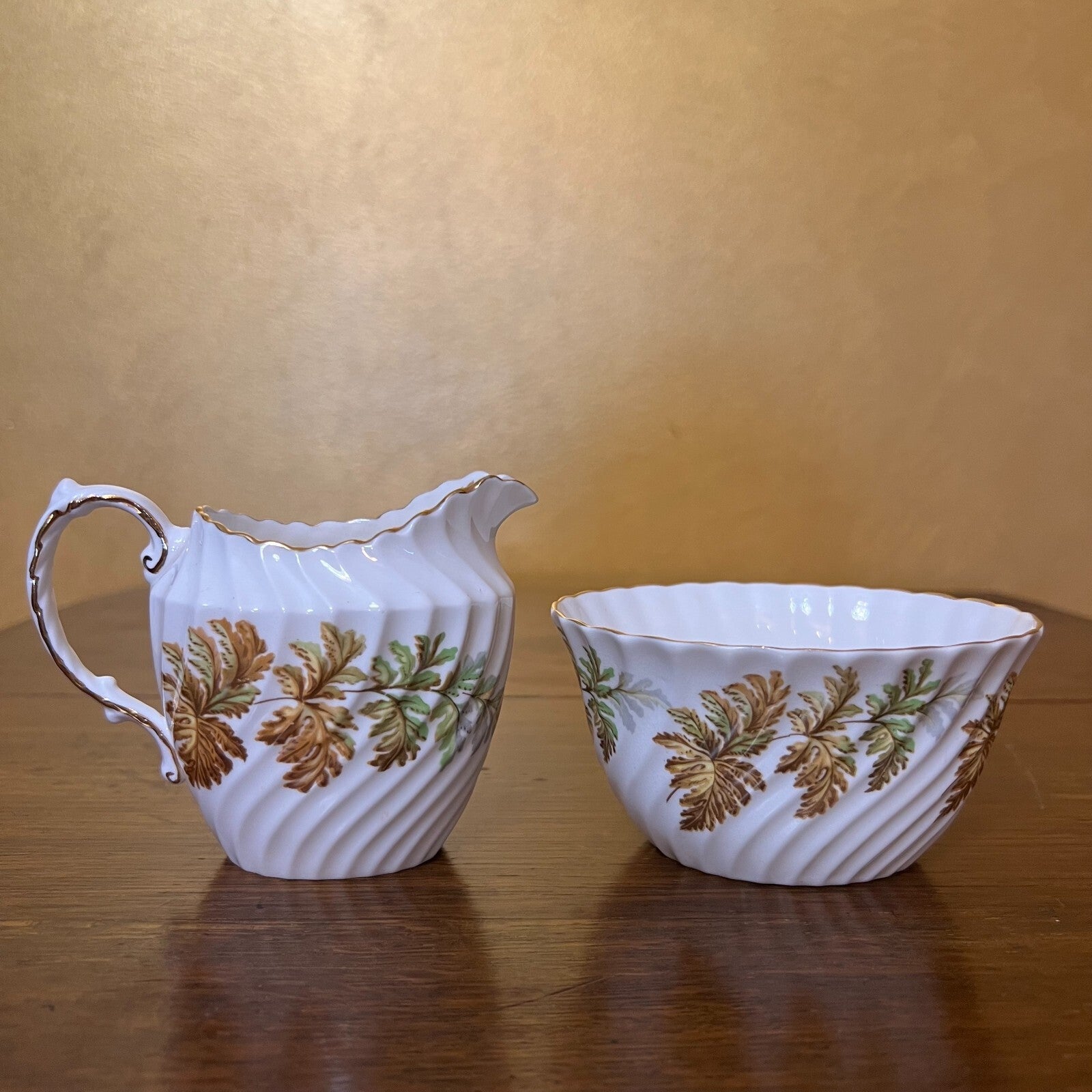 Vintage 1960s Aynsley Leaves Milk & Sugar set