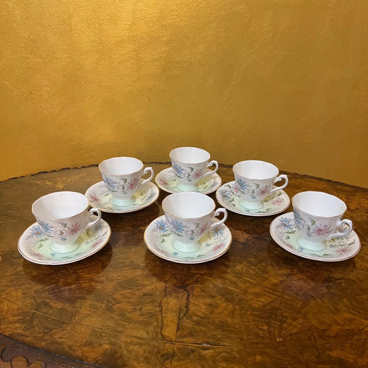 Vintage 1960s Royal Grafton Summer_s Day Small Tea Cup Set Of 6