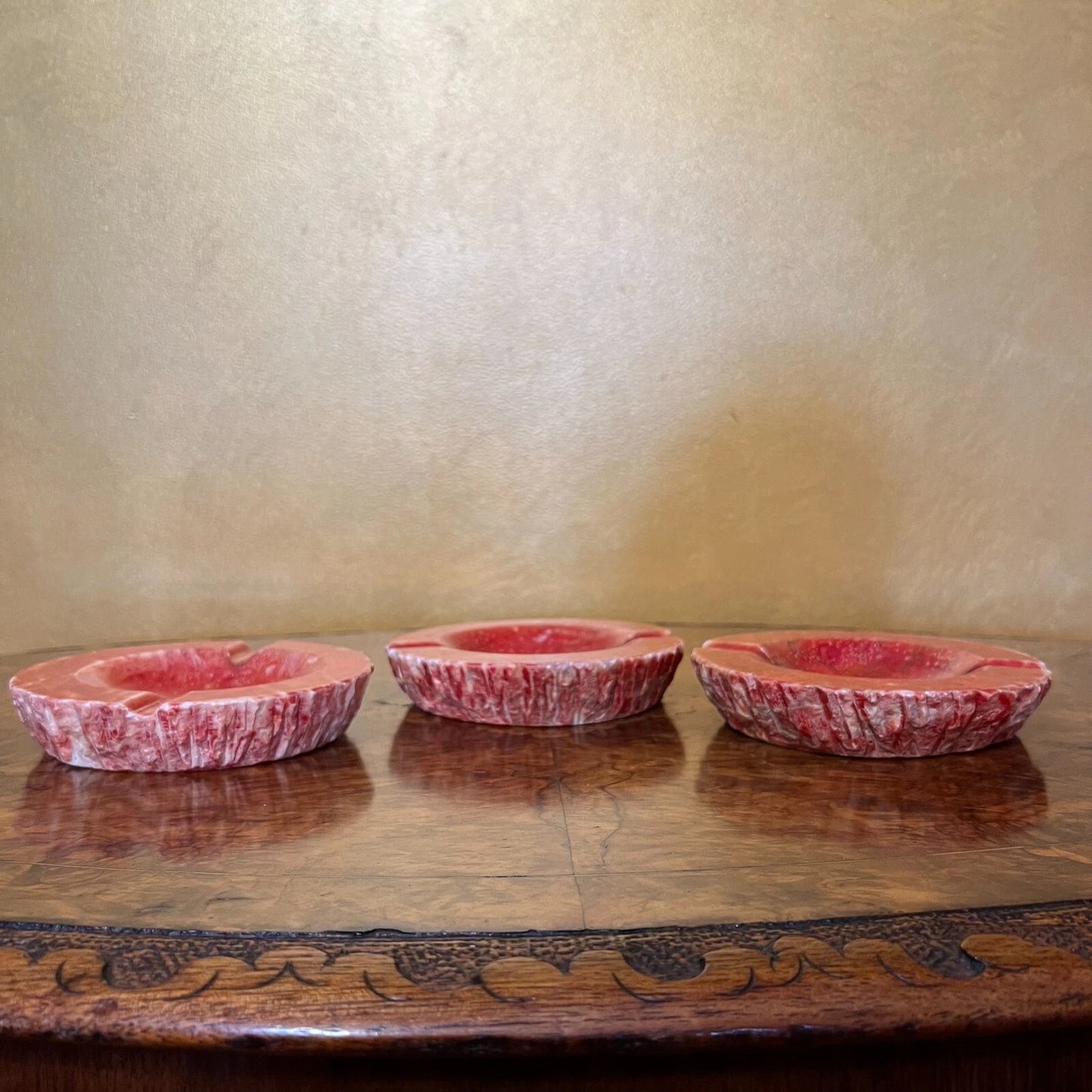 Vintage 3 Set Alabaster Ashtrays