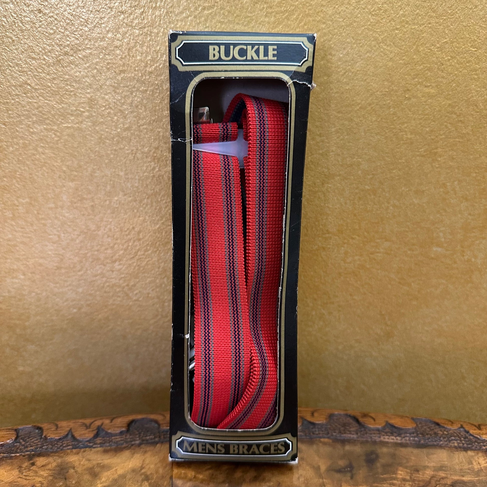 Vintage A Buckle & Son Suspender Bracers Red & Black