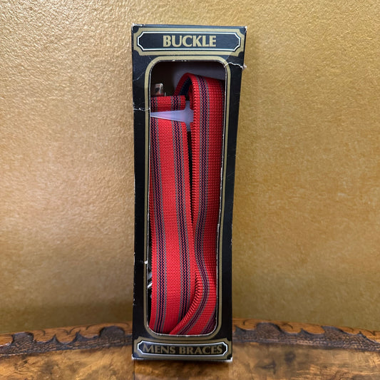 Vintage A Buckle & Son Suspender Bracers Red & Black