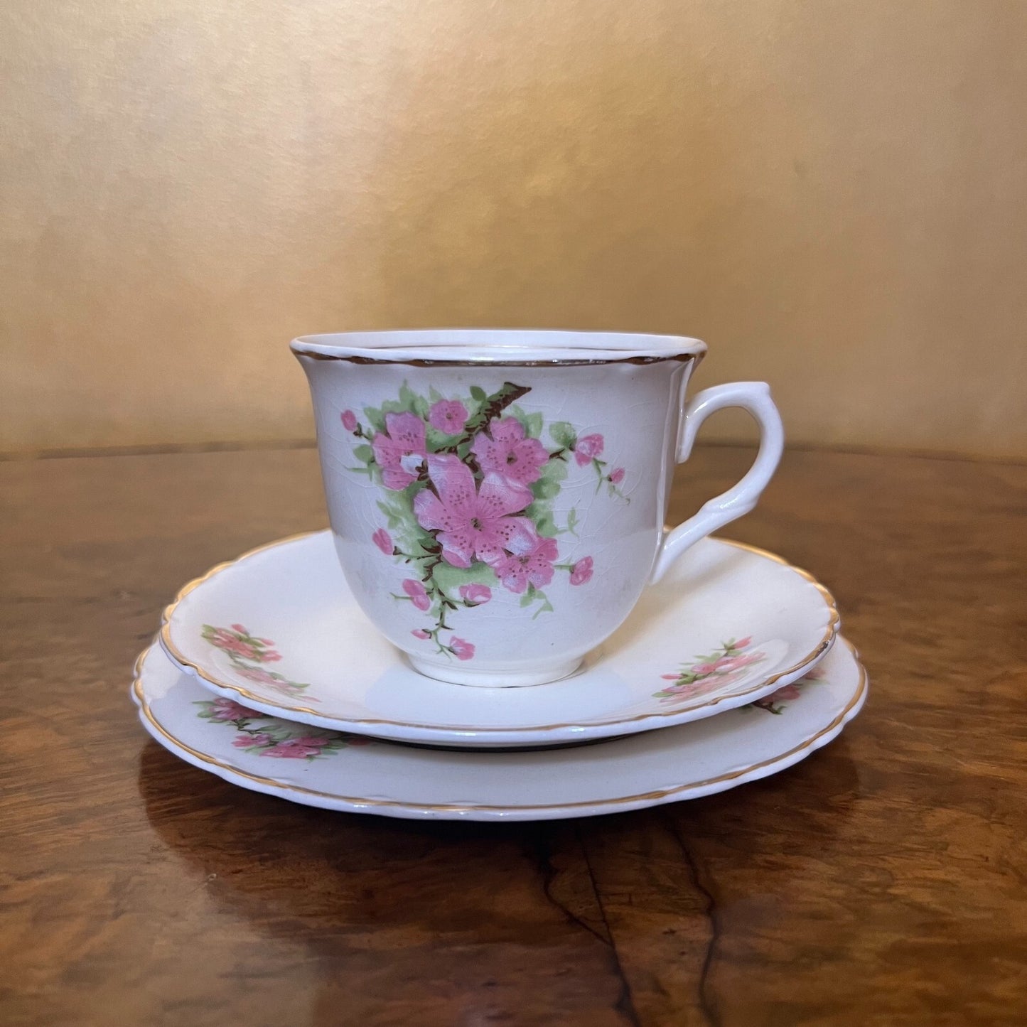 Vintage A J Wilinson Pink Floral Trio Set