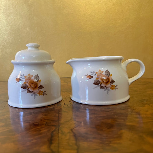 Vintage Autumn Floral Milk & Sugar Set