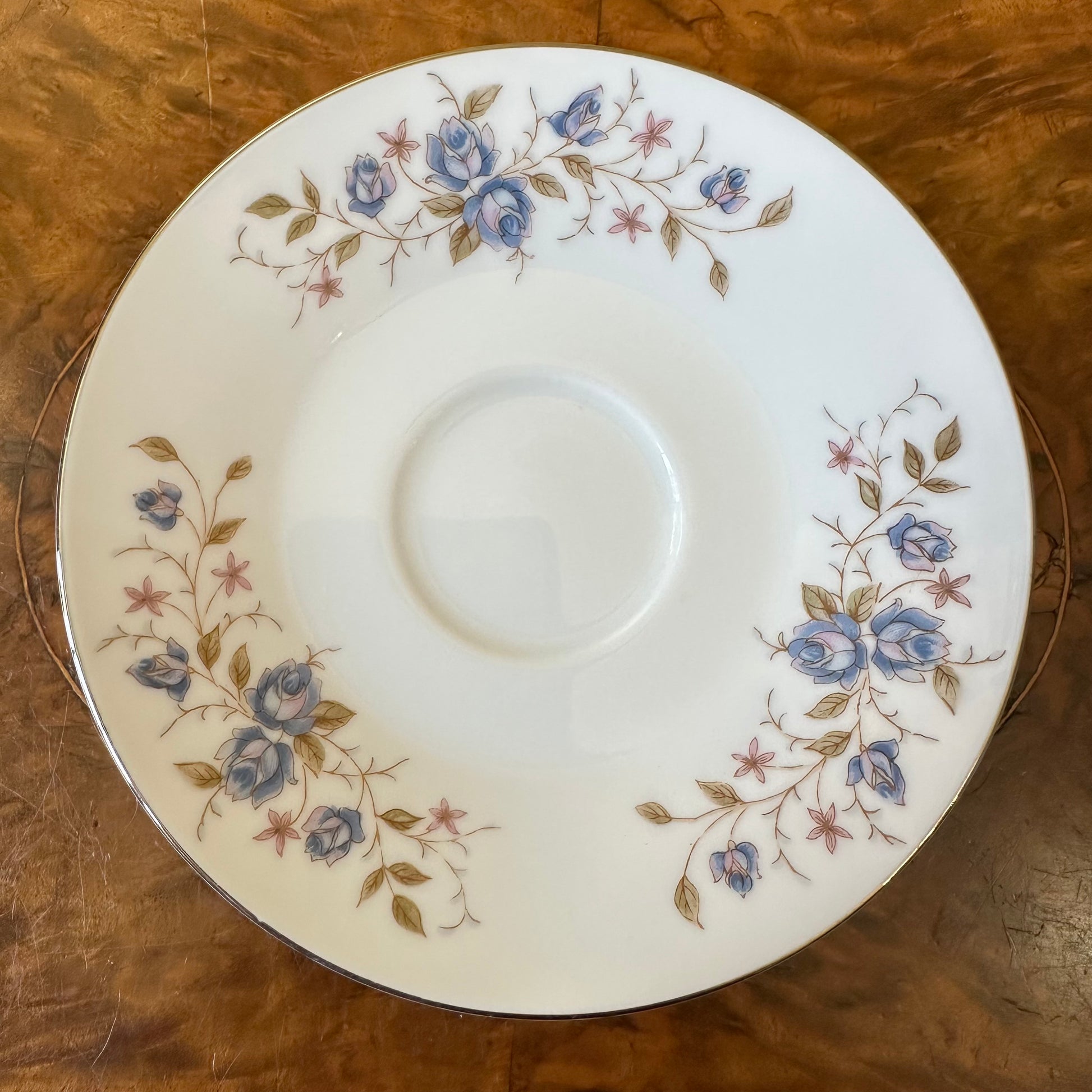 Vintage Blue Floral Print Tea Saucer