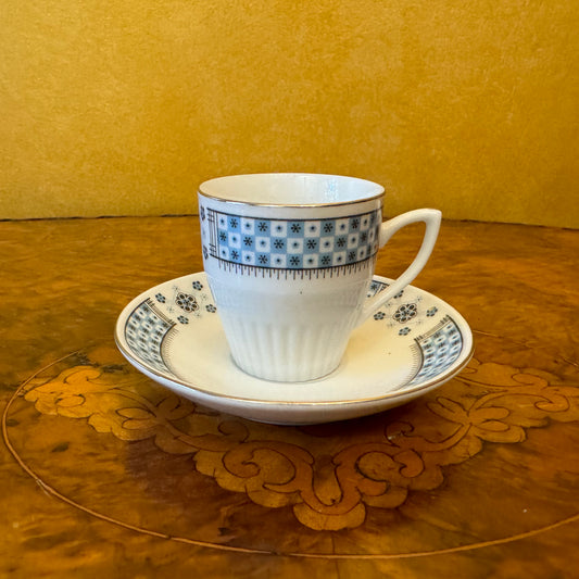 Vintage Blue & White Patter Coffee Cup & Saucer