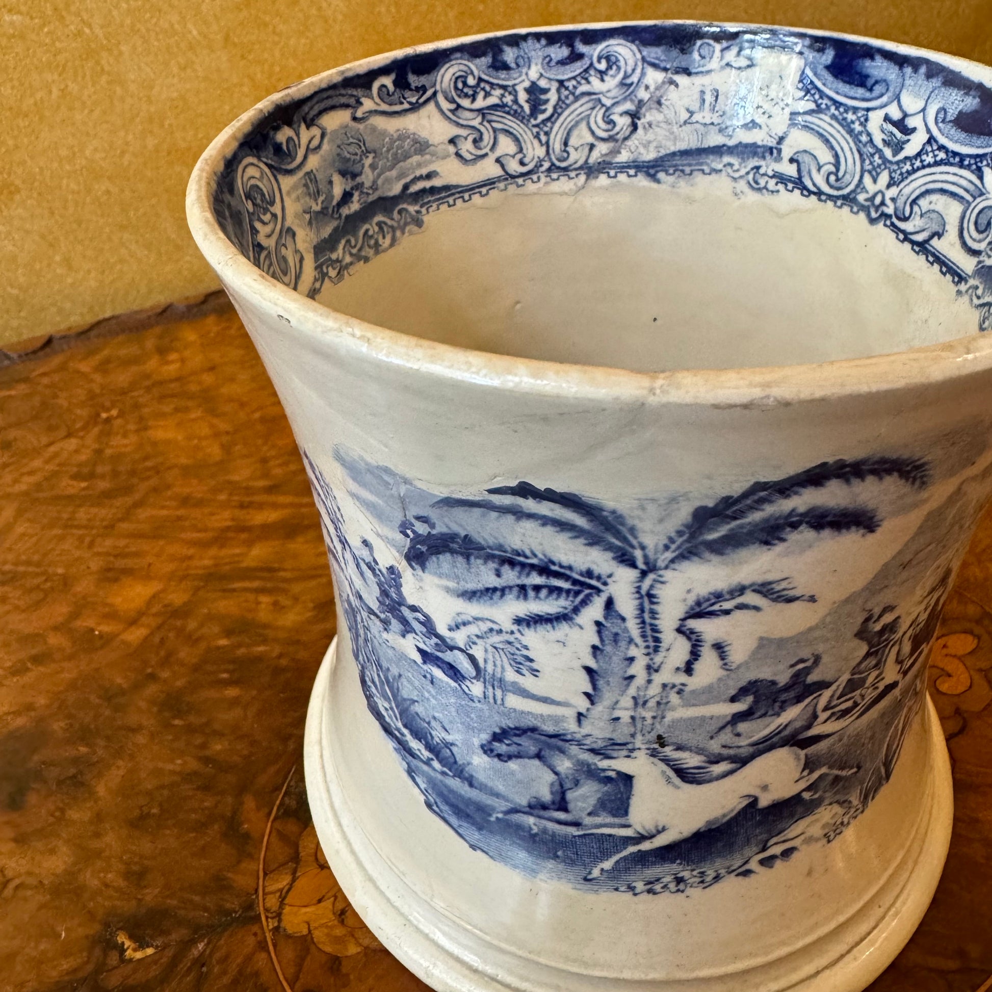 Vintage Blue & White Print Tankard Mug