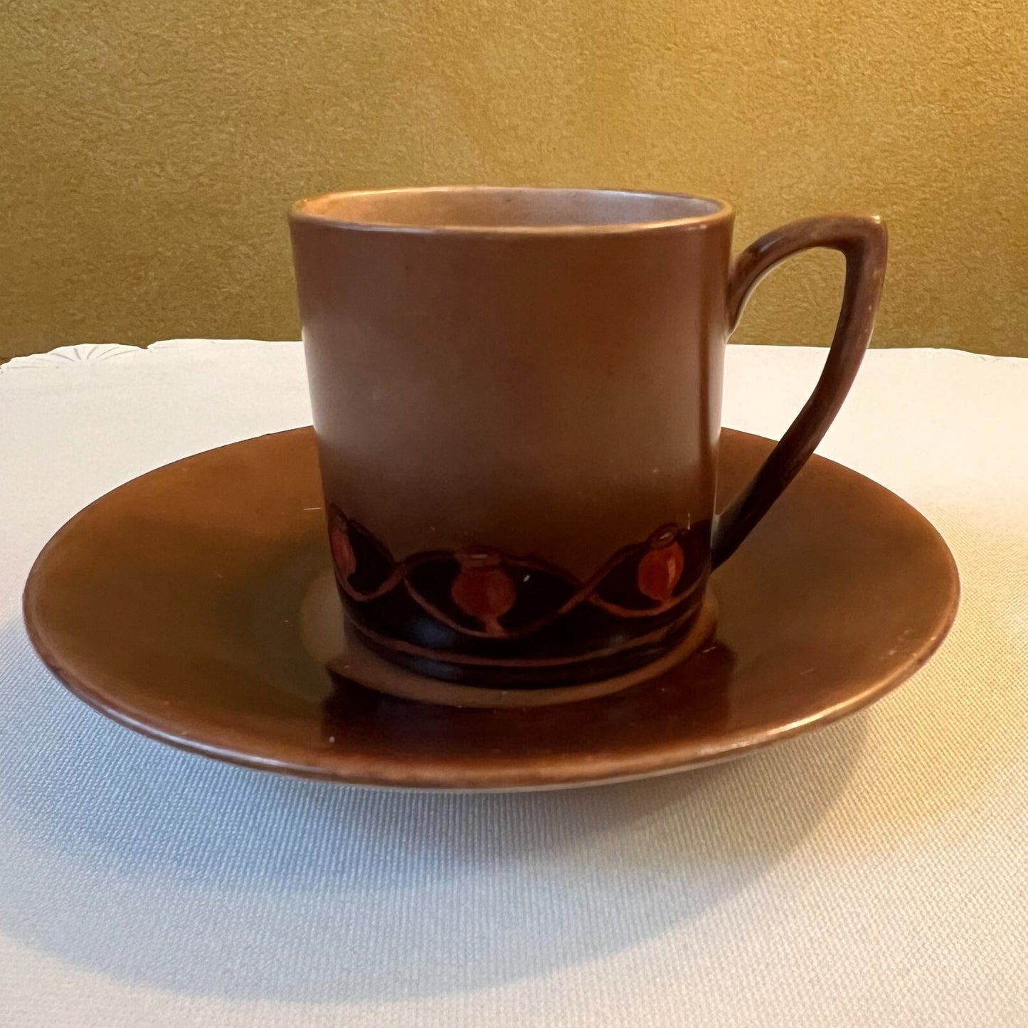 Vintage Brown Demitasse Coffee Cup Set