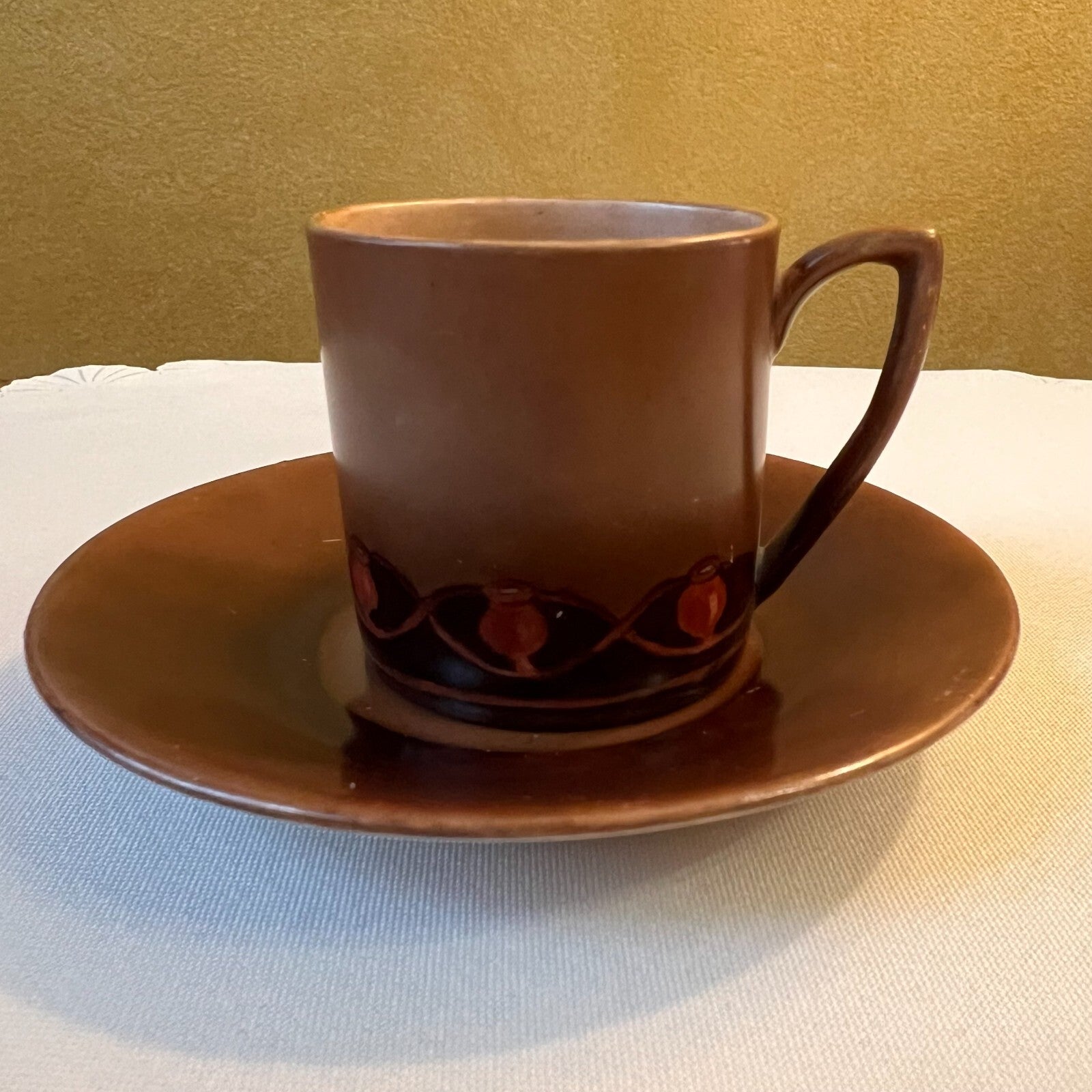 Vintage Brown Demitasse Coffee Cup Set