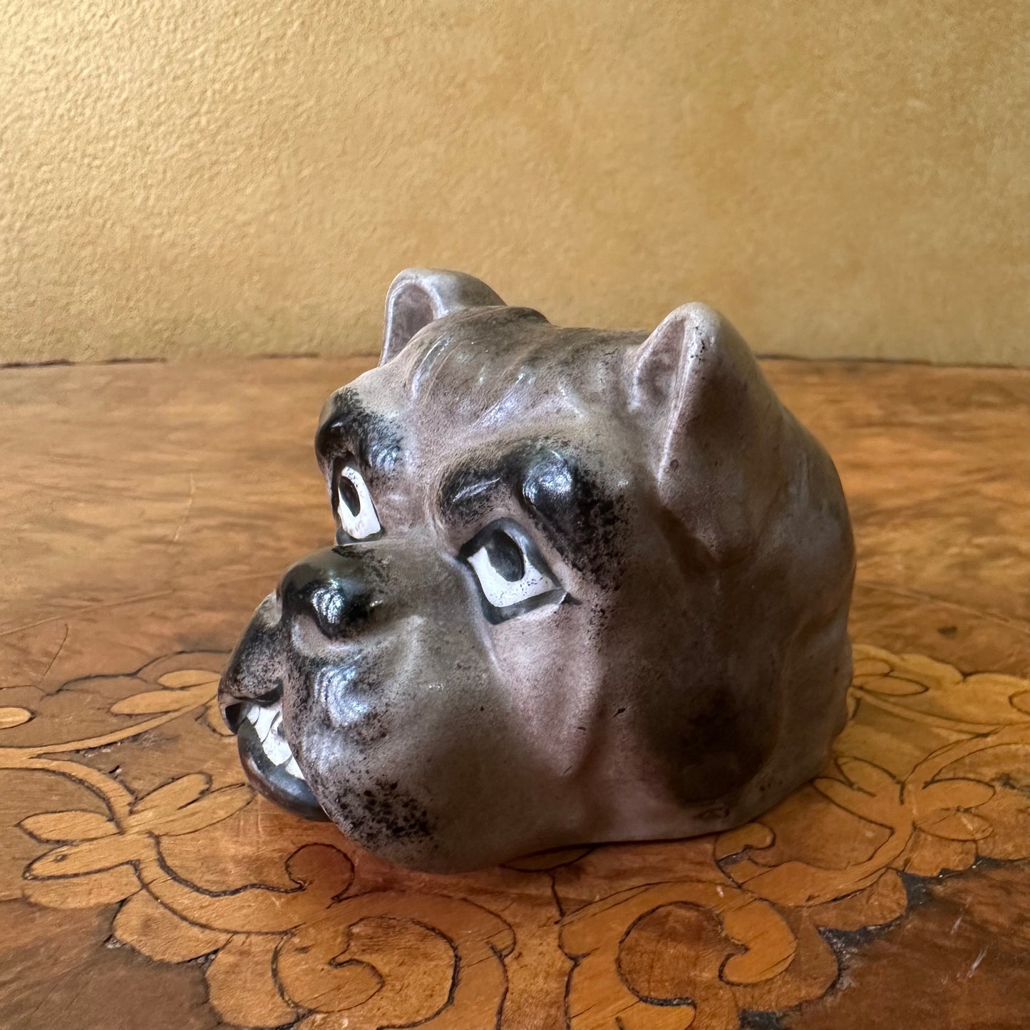 Vintage Bulldog Head Candle Holder