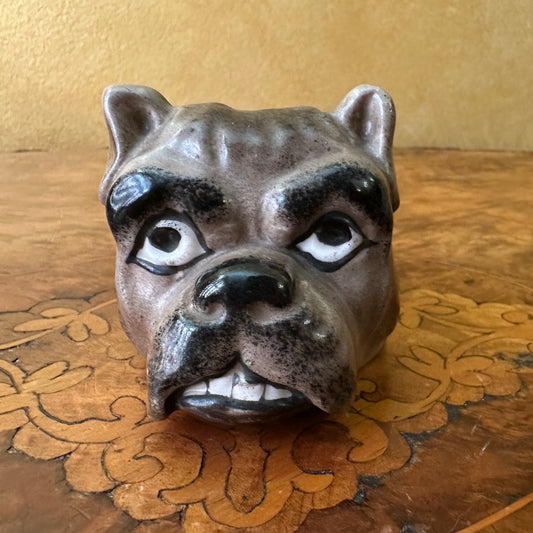Vintage Bulldog Head Candle Holder Ornament