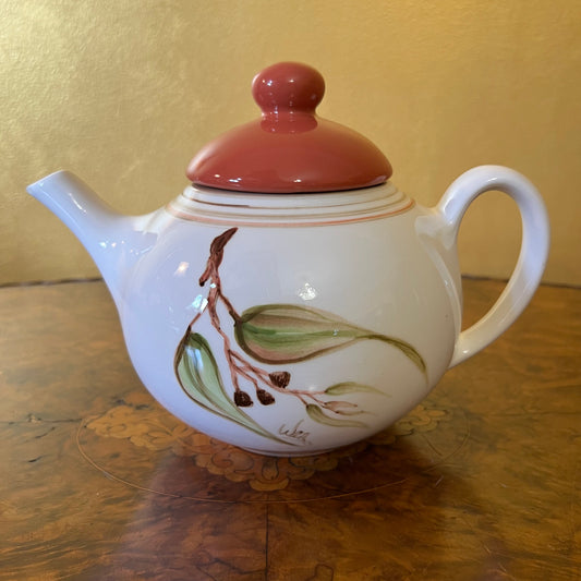 Vintage Ceramic Gum Leaves Print Tea Pot