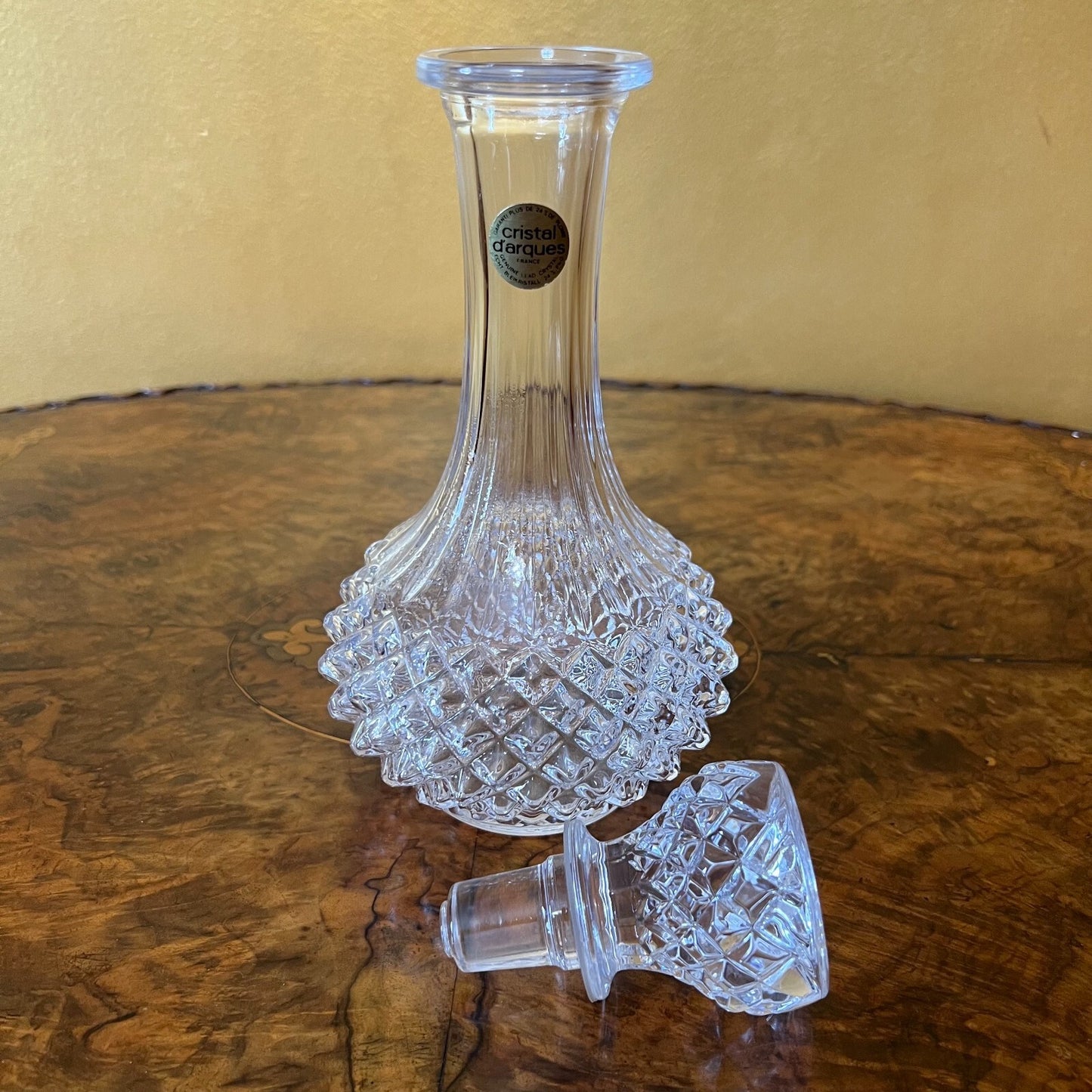Vintage Cristal D'Arques Diamond Cut Decanter